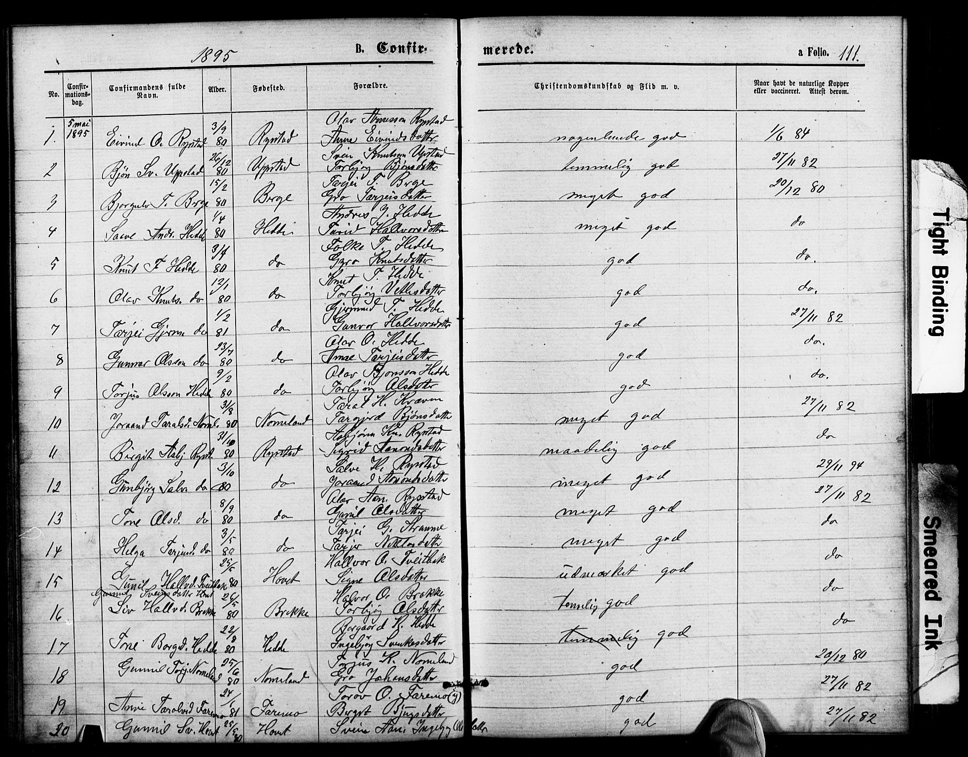 Valle sokneprestkontor, SAK/1111-0044/F/Fb/Fbb/L0002: Parish register (copy) no. B 2, 1875-1921, p. 111