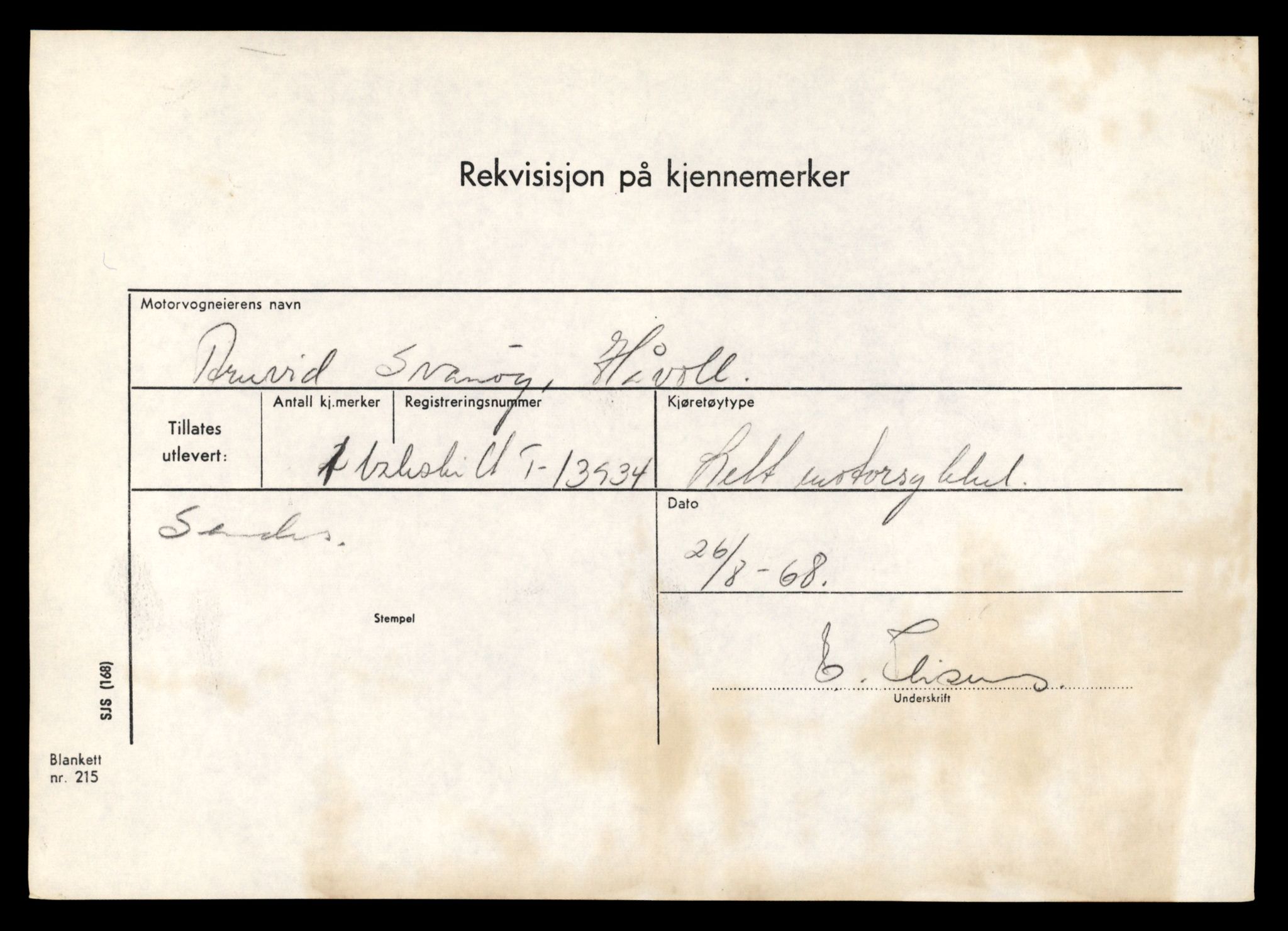 Møre og Romsdal vegkontor - Ålesund trafikkstasjon, AV/SAT-A-4099/F/Fe/L0042: Registreringskort for kjøretøy T 13906 - T 14079, 1927-1998, p. 432