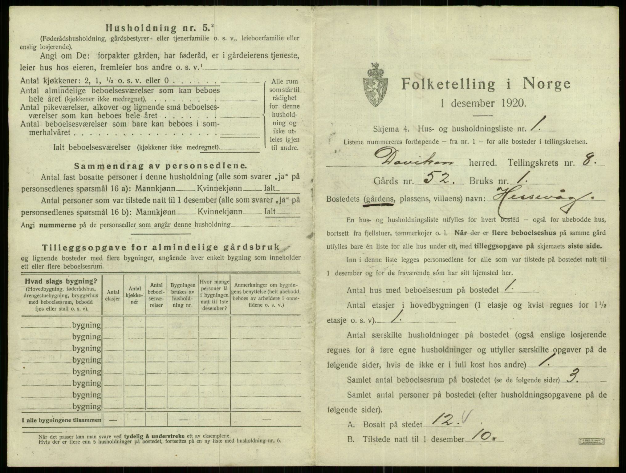 SAB, 1920 census for Davik, 1920, p. 551