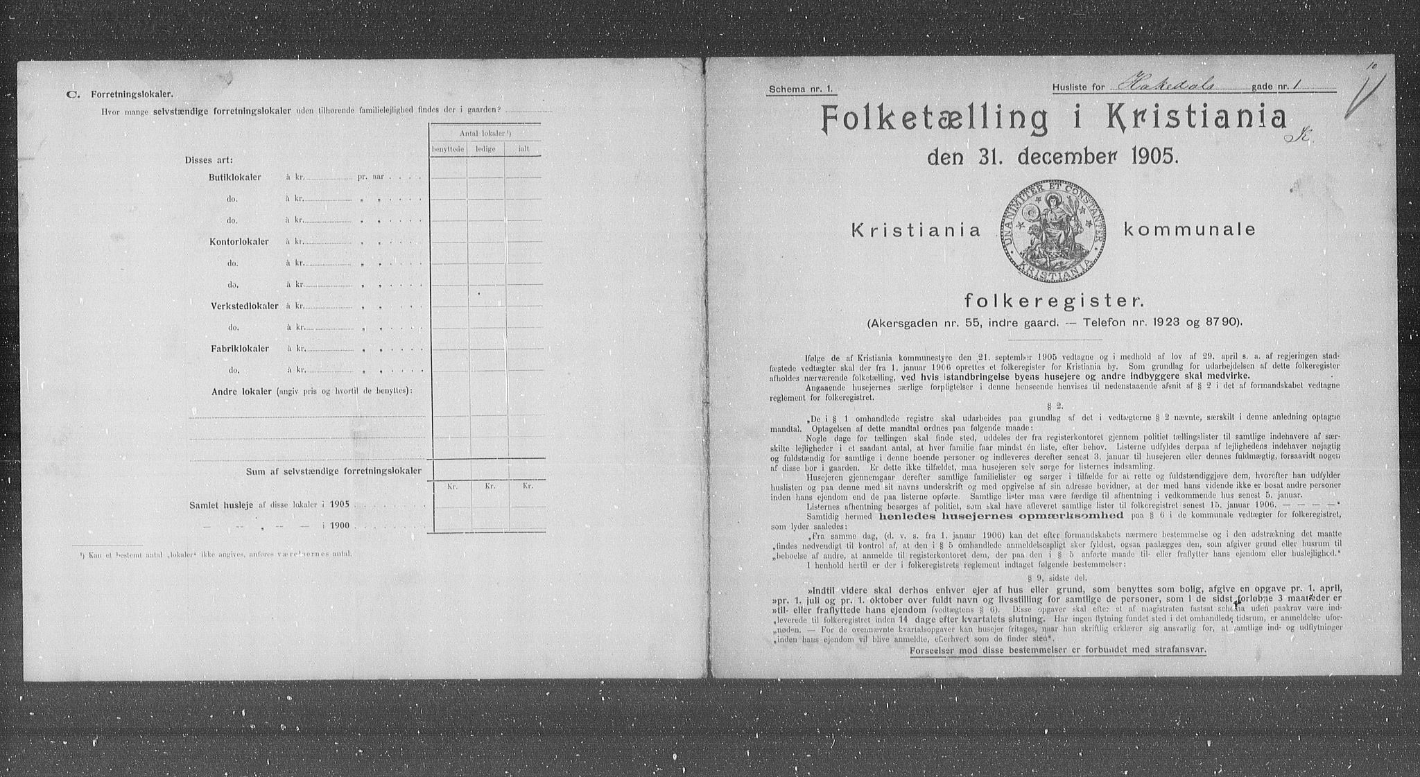 OBA, Municipal Census 1905 for Kristiania, 1905, p. 17510