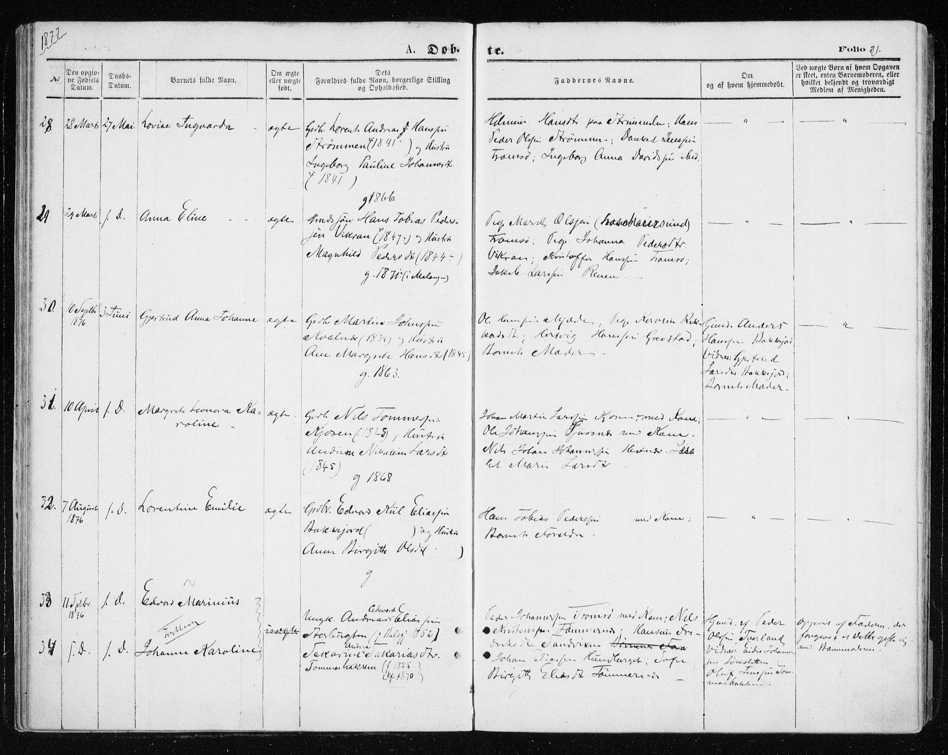 Tromsøysund sokneprestkontor, AV/SATØ-S-1304/G/Ga/L0003kirke: Parish register (official) no. 3, 1875-1880, p. 31