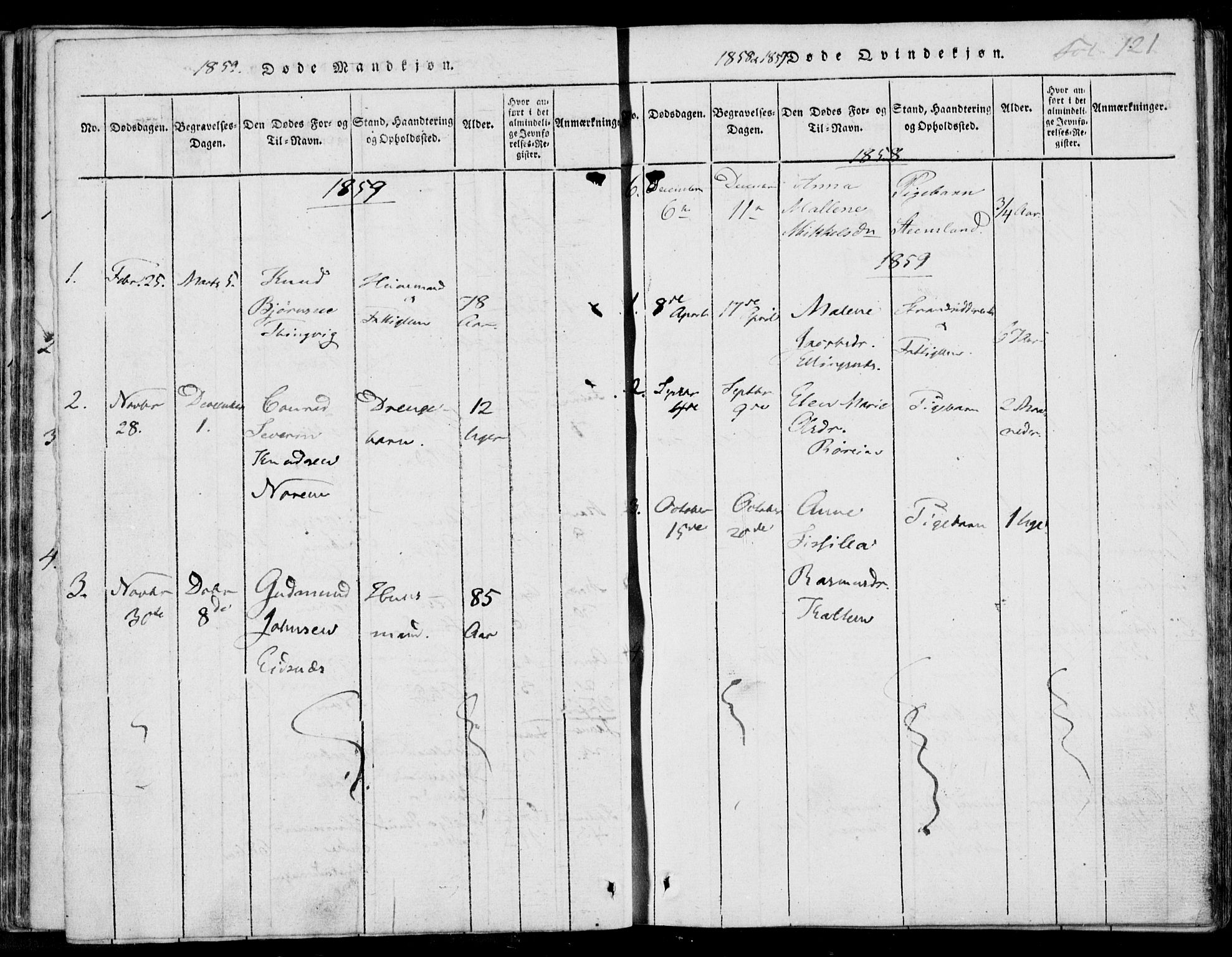 Nedstrand sokneprestkontor, AV/SAST-A-101841/01/IV: Parish register (official) no. A 7, 1816-1870, p. 121