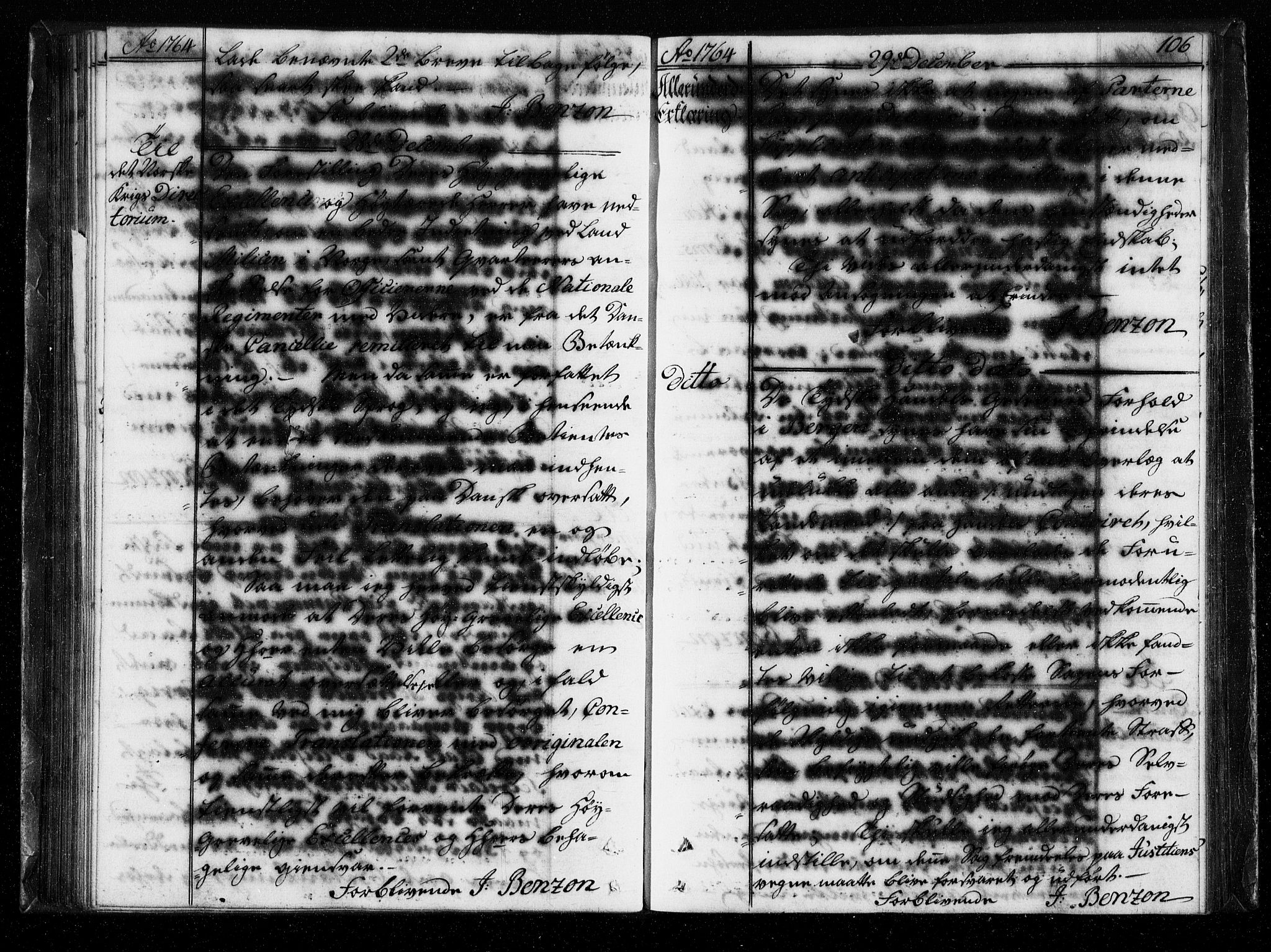 Stattholderembetet 1572-1771, AV/RA-EA-2870/Bf/L0004: Stattholderprotokoll (allmenn kopibok), 1764-1765, p. 105b-106a