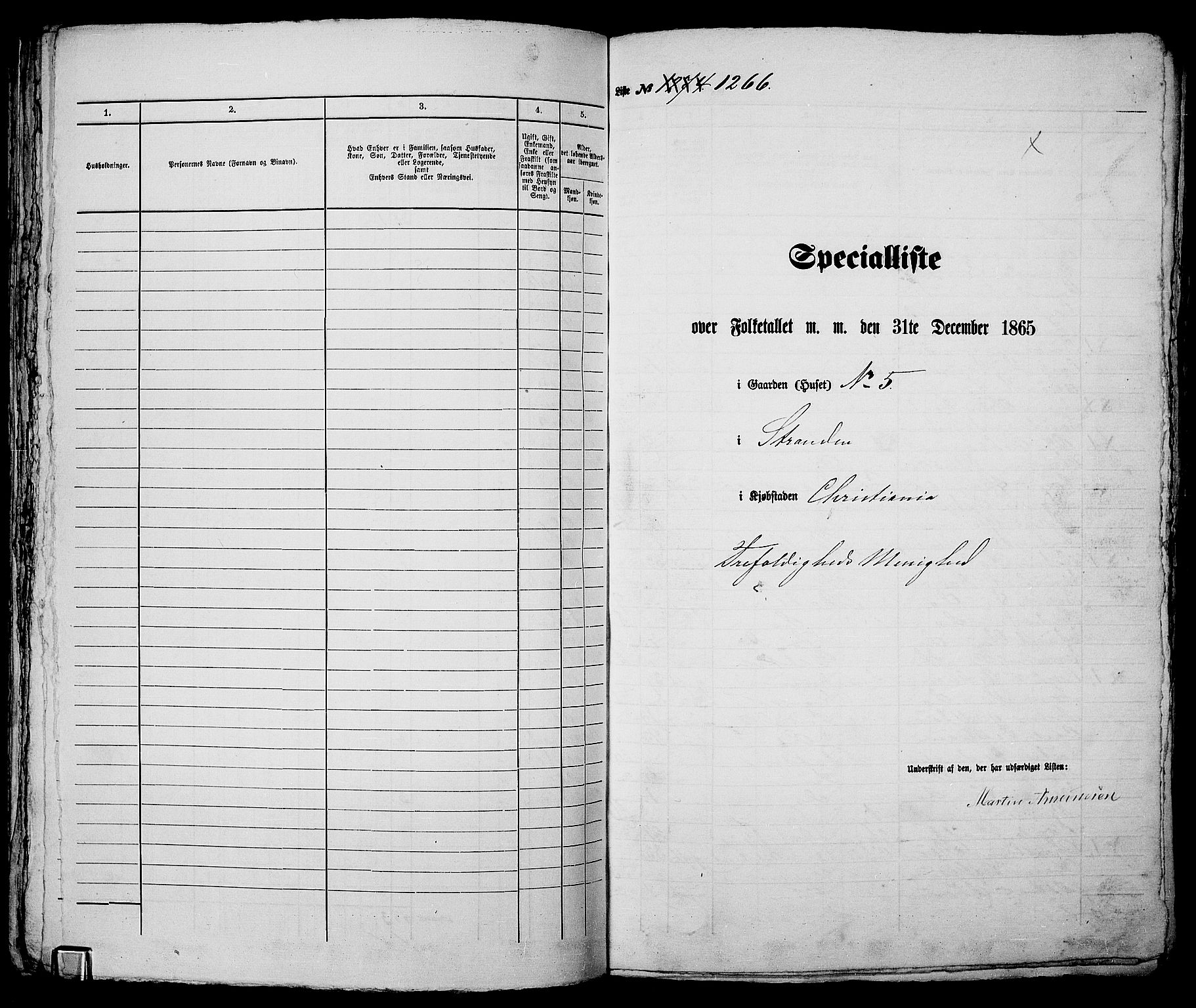 RA, 1865 census for Kristiania, 1865, p. 2873