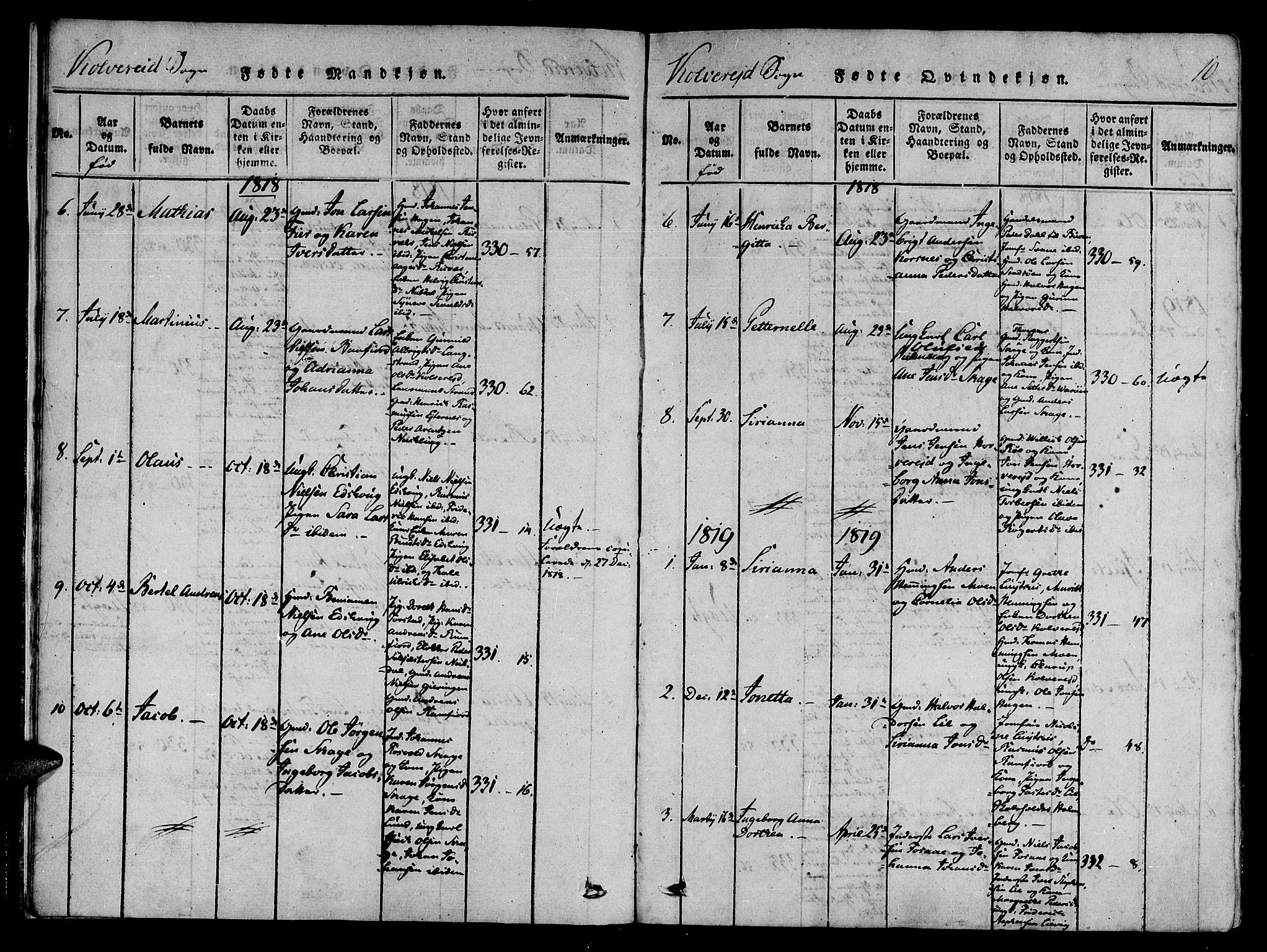 Ministerialprotokoller, klokkerbøker og fødselsregistre - Nord-Trøndelag, SAT/A-1458/780/L0636: Parish register (official) no. 780A03 /1, 1815-1830, p. 10