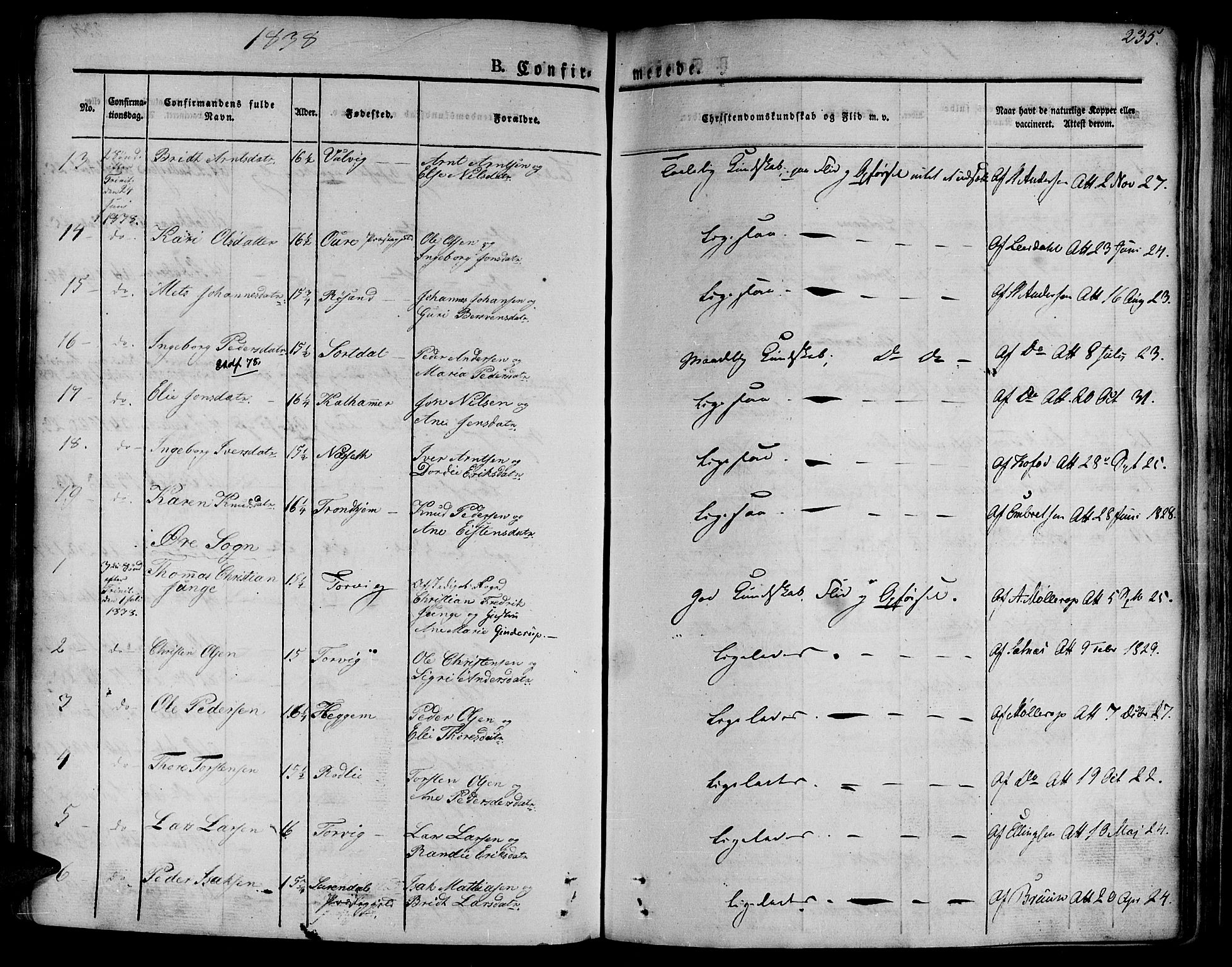 Ministerialprotokoller, klokkerbøker og fødselsregistre - Møre og Romsdal, AV/SAT-A-1454/586/L0983: Parish register (official) no. 586A09, 1829-1843, p. 235