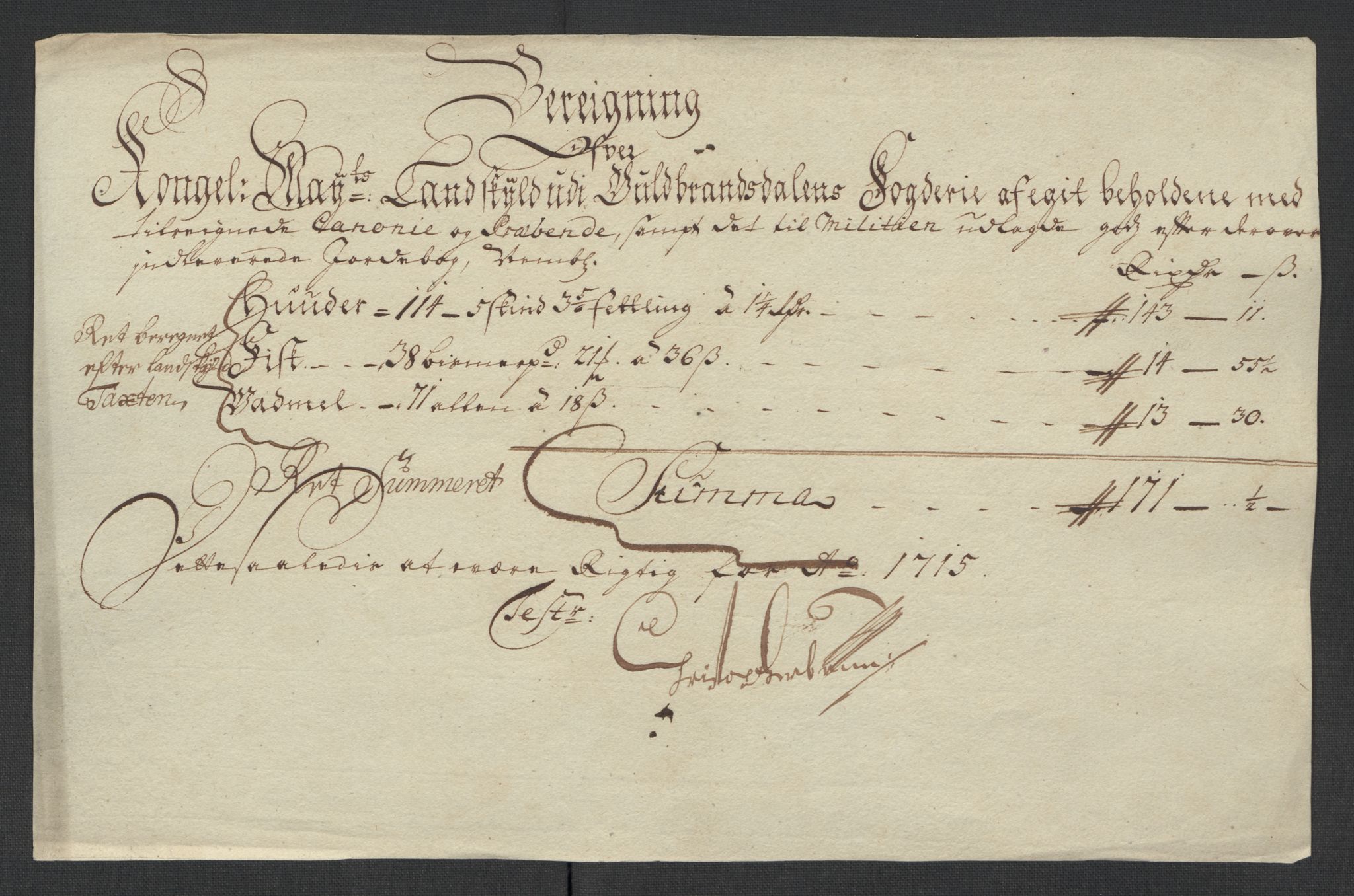 Rentekammeret inntil 1814, Reviderte regnskaper, Fogderegnskap, AV/RA-EA-4092/R17/L1184: Fogderegnskap Gudbrandsdal, 1715, p. 124