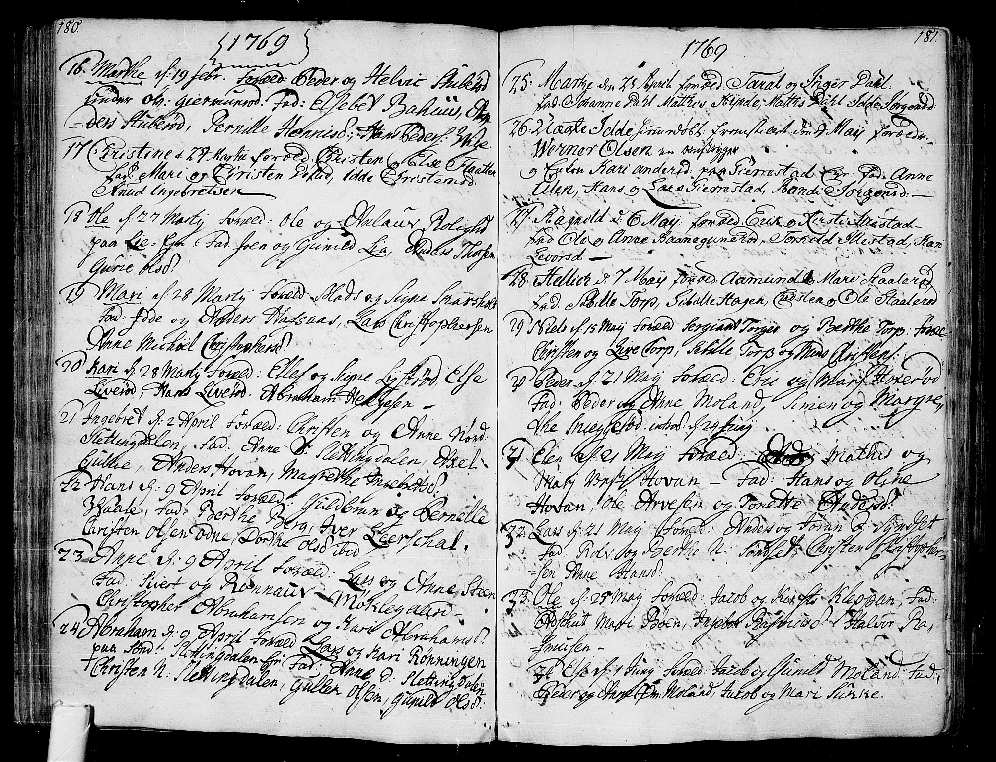 Andebu kirkebøker, SAKO/A-336/F/Fa/L0002: Parish register (official) no. 2, 1733-1802, p. 180-181