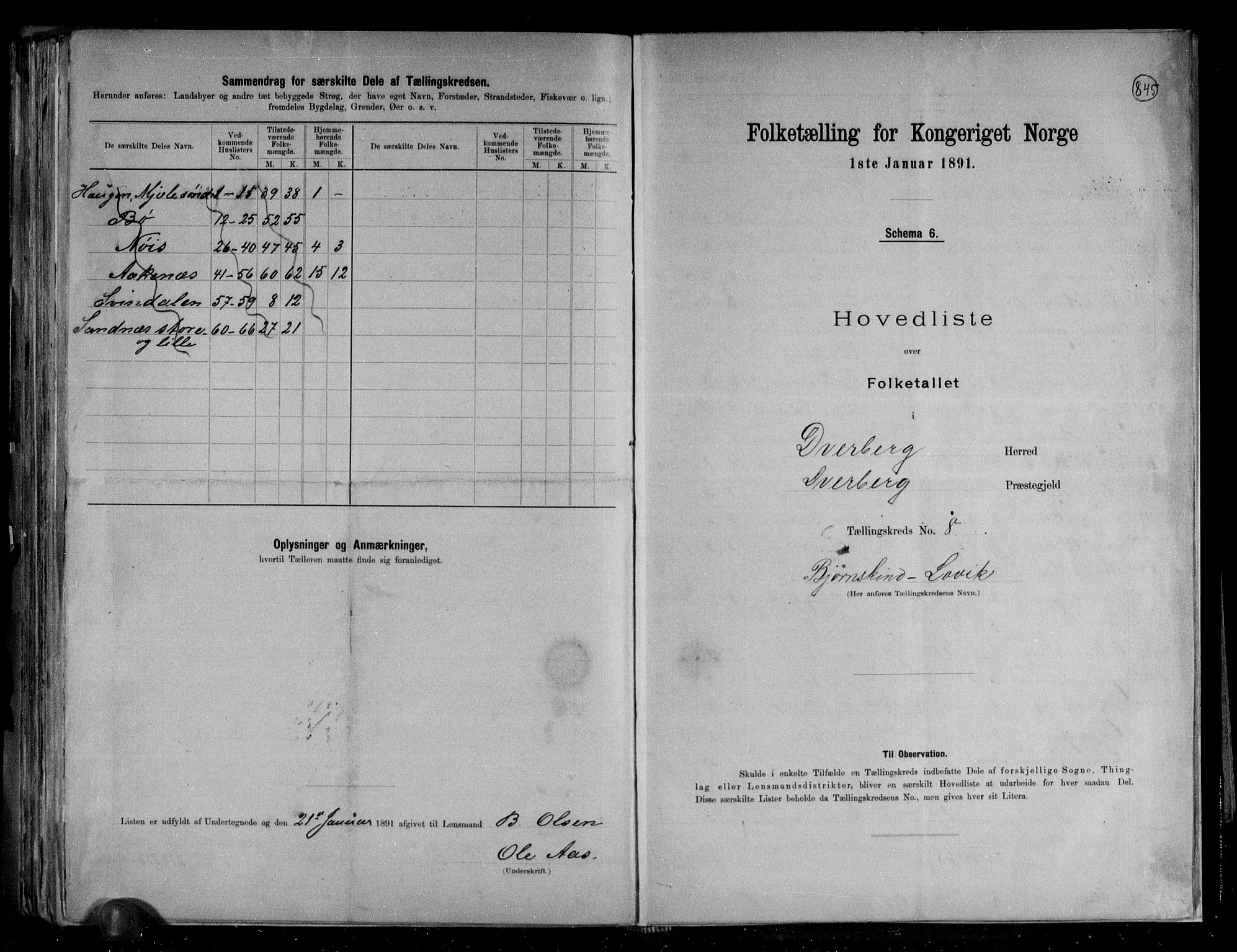 RA, 1891 census for 1872 Dverberg, 1891, p. 18