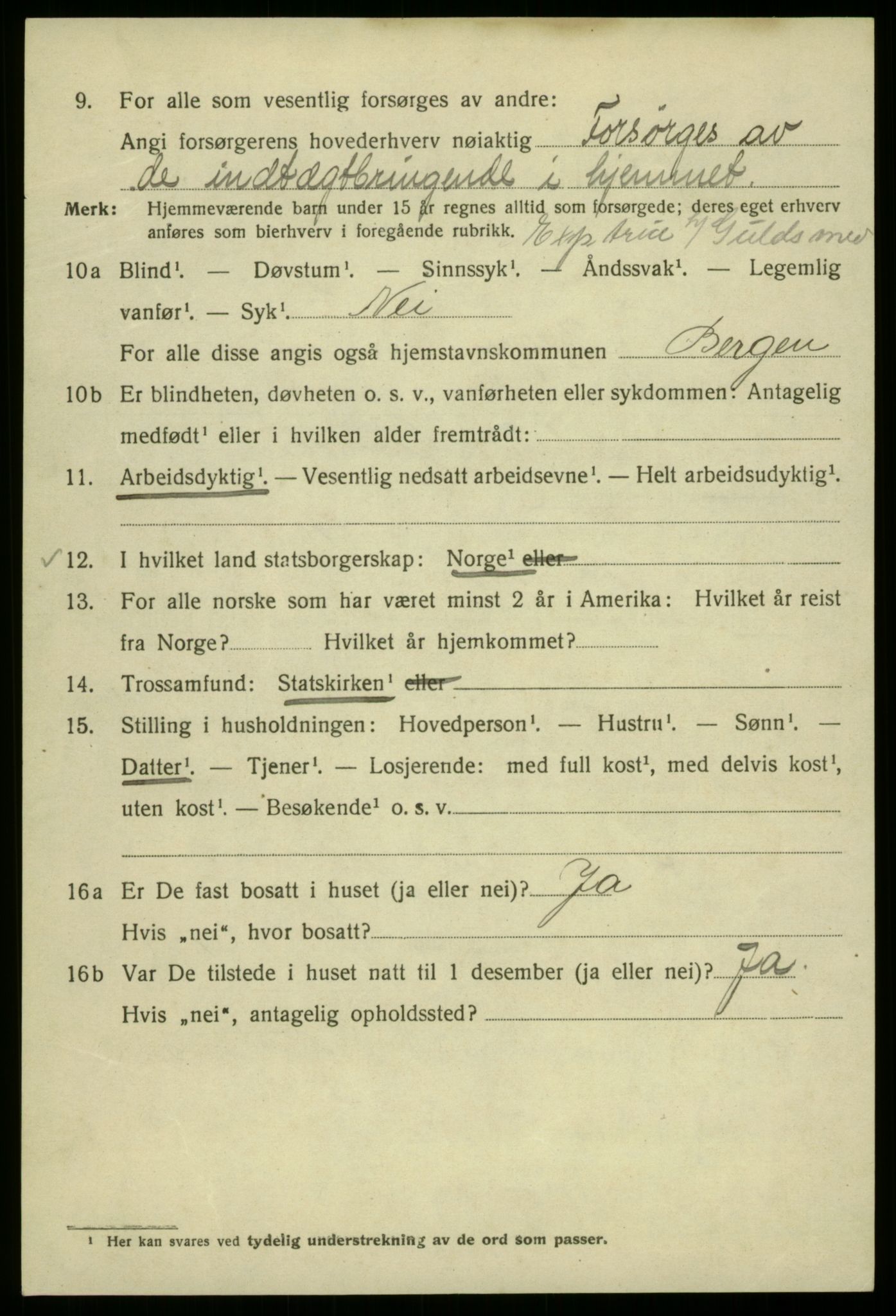 SAB, 1920 census for Bergen, 1920, p. 91788