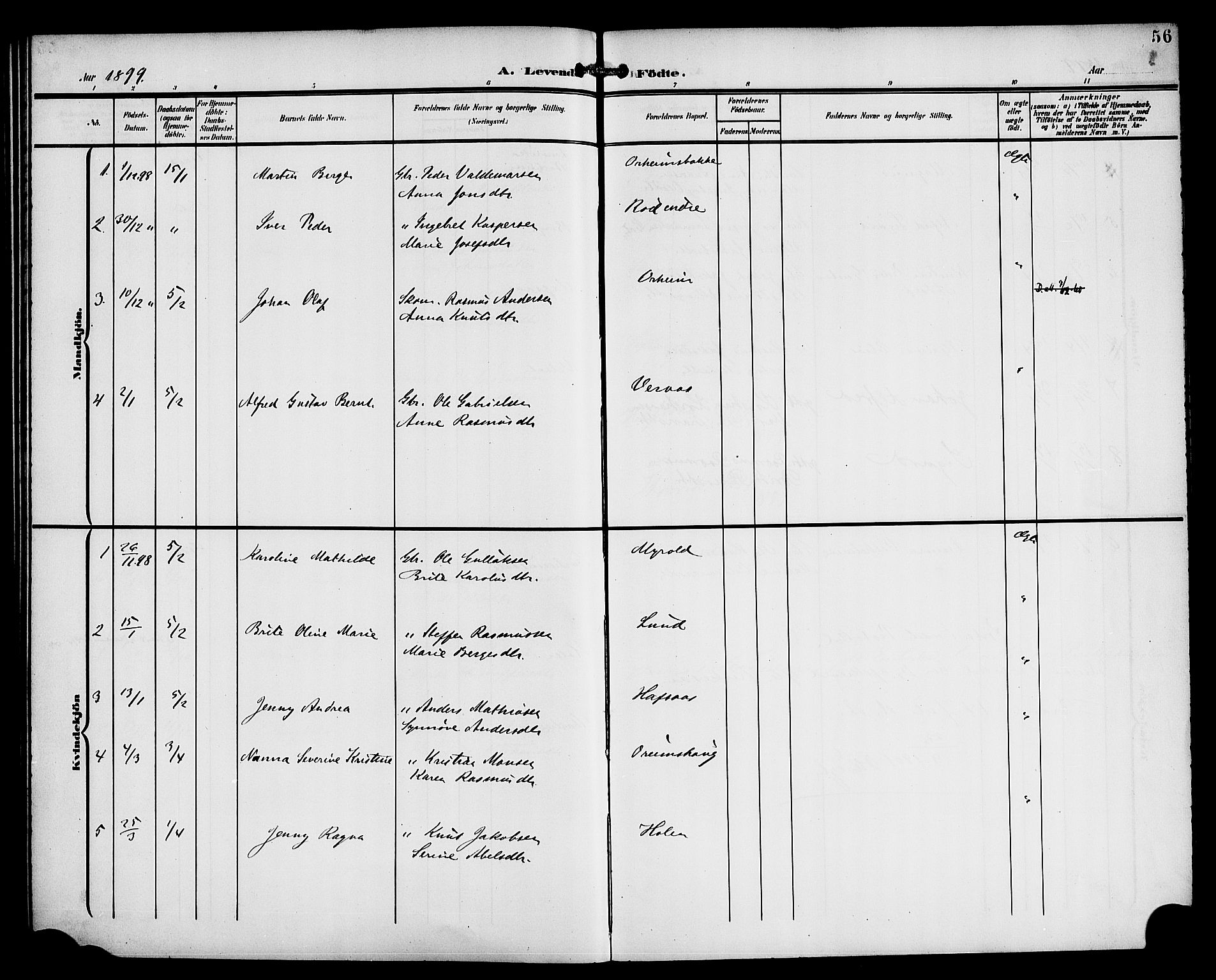 Eid sokneprestembete, AV/SAB-A-82301/H/Haa/Haac/L0001: Parish register (official) no. C 1, 1879-1899, p. 56