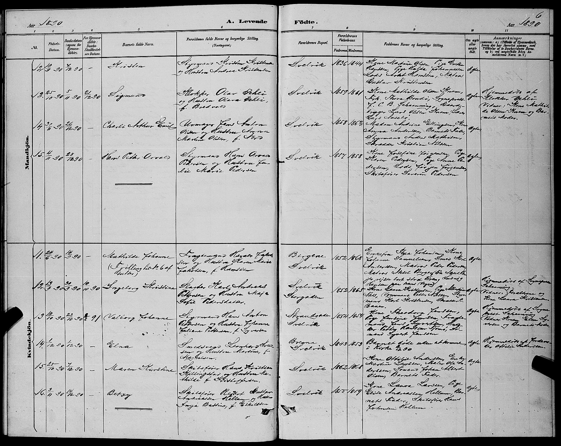 Strømm kirkebøker, AV/SAKO-A-322/G/Gb/L0001: Parish register (copy) no. II 1, 1889-1896, p. 6