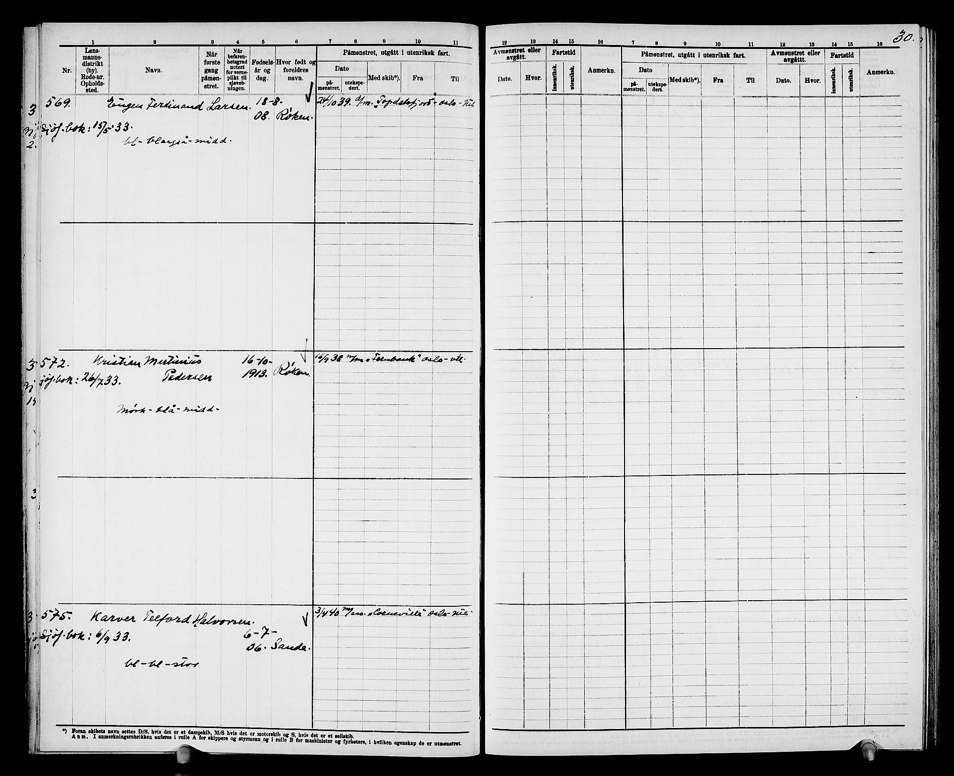 Drammen innrulleringsdistrikt, SAKO/A-781/F/Fd/L0004: Maskinist- og fyrbøterrulle, 1904-1948, p. 36