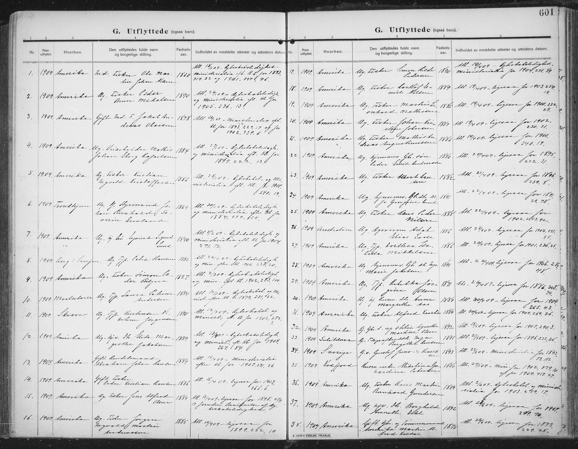 Trondenes sokneprestkontor, SATØ/S-1319/H/Ha/L0018kirke: Parish register (official) no. 18, 1909-1918, p. 601