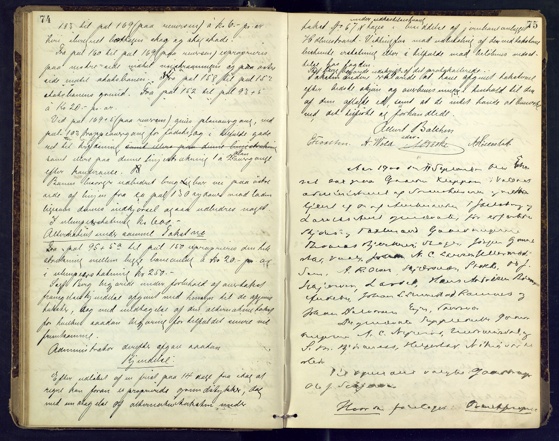 Nordre Jarlsberg sorenskriveri, AV/SAKO-A-80/F/Fb/Fba/L0030: Ekstrarettsprotokoll, 1899-1904, p. 74-75