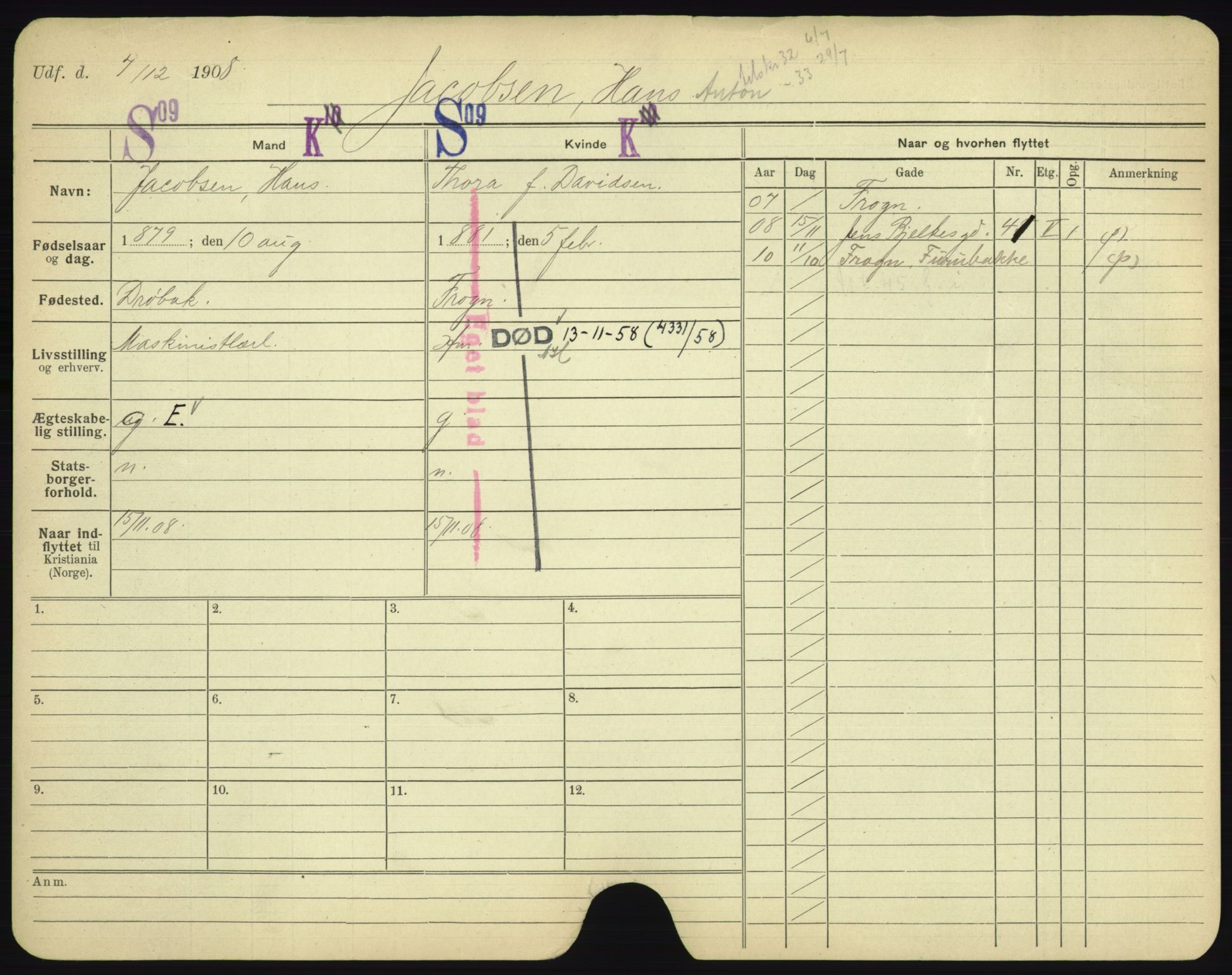 Oslo folkeregister, Registerkort, AV/SAO-A-11715/F/Fa/Fac/L0005: Menn, 1906-1914, p. 124a