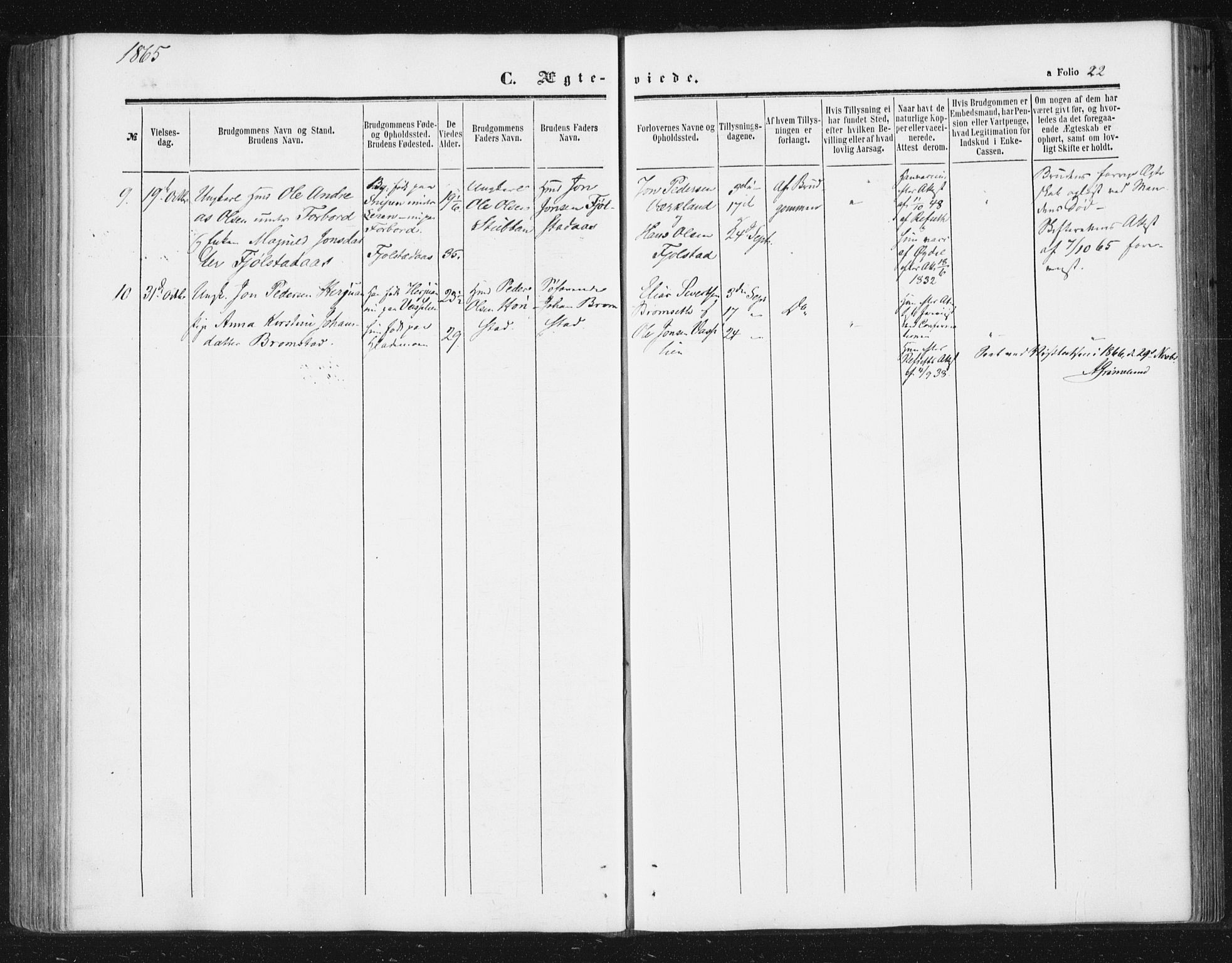 Ministerialprotokoller, klokkerbøker og fødselsregistre - Sør-Trøndelag, SAT/A-1456/616/L0408: Parish register (official) no. 616A05, 1857-1865, p. 22