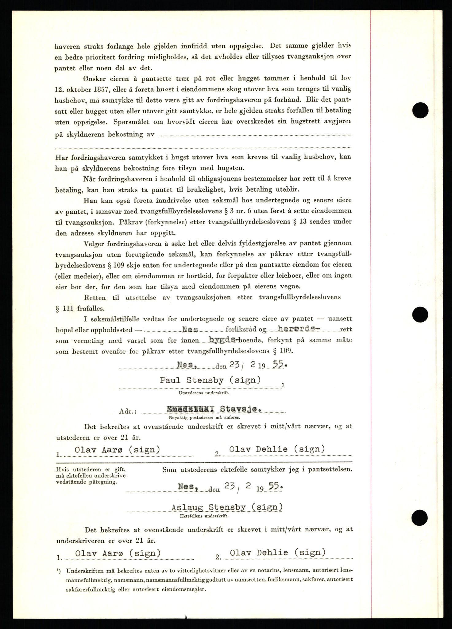 Nord-Hedmark sorenskriveri, SAH/TING-012/H/Hb/Hbf/L0032: Mortgage book no. B32, 1955-1955, Diary no: : 543/1952