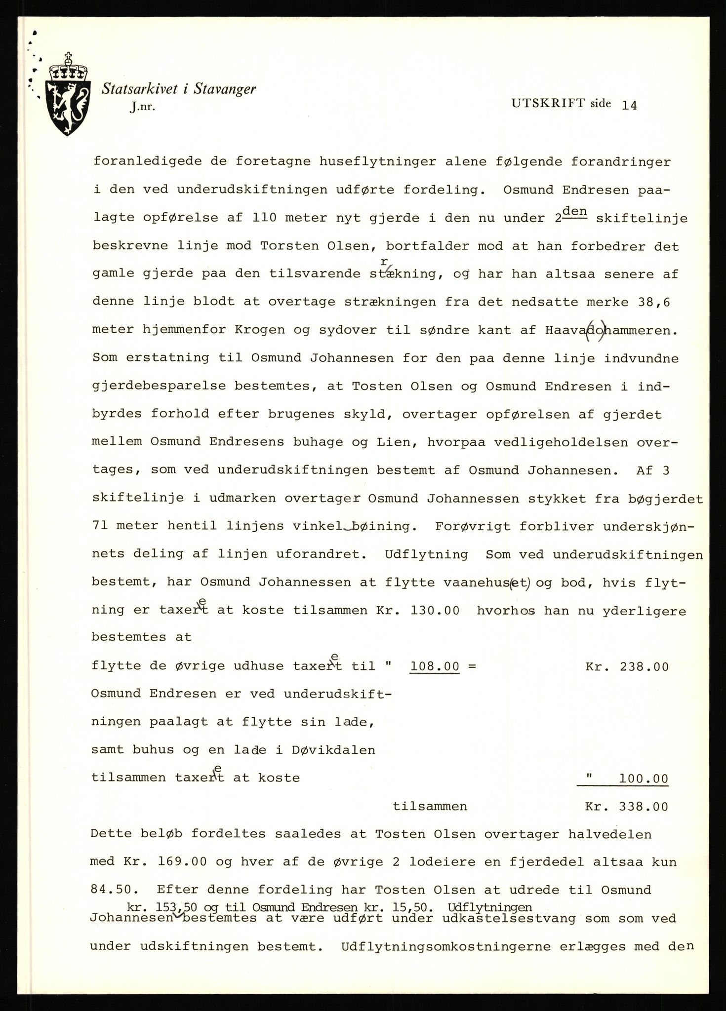 Statsarkivet i Stavanger, AV/SAST-A-101971/03/Y/Yj/L0003: Avskrifter sortert etter gårdsnavn: Askje - Auglend, 1750-1930, p. 233