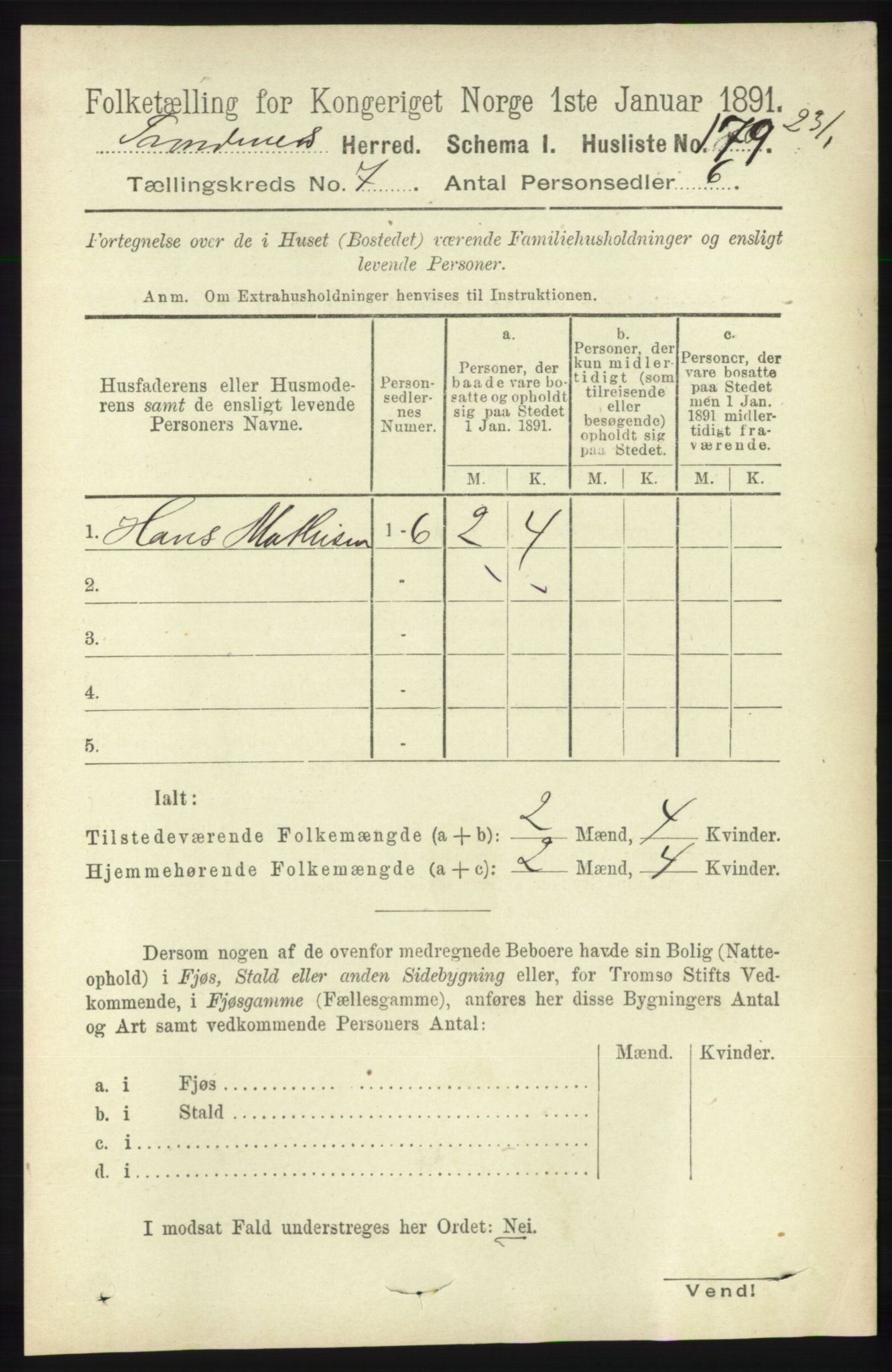 RA, 1891 census for 1914 Trondenes, 1891, p. 4502