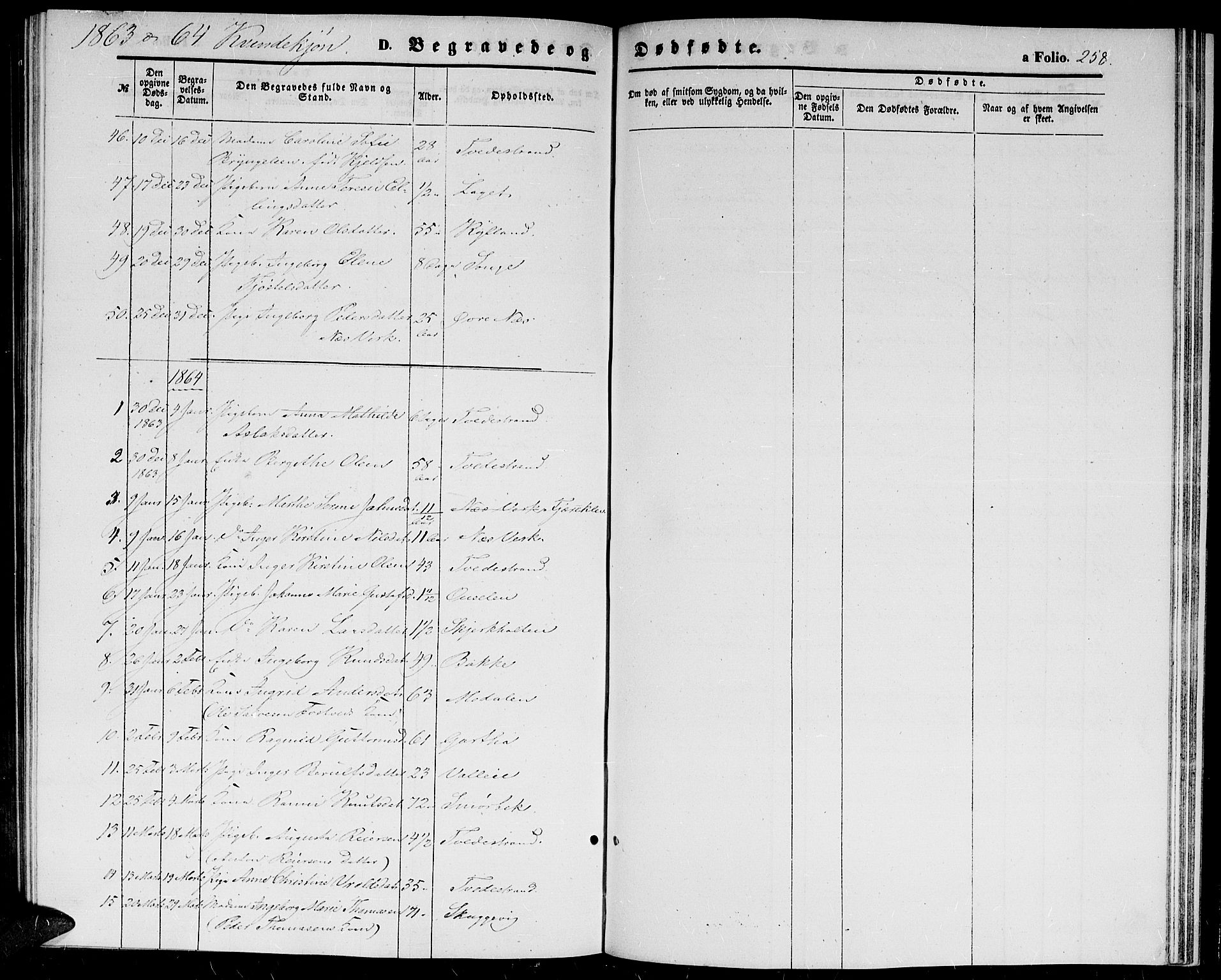 Holt sokneprestkontor, SAK/1111-0021/F/Fb/L0008: Parish register (copy) no. B 8, 1858-1871, p. 258