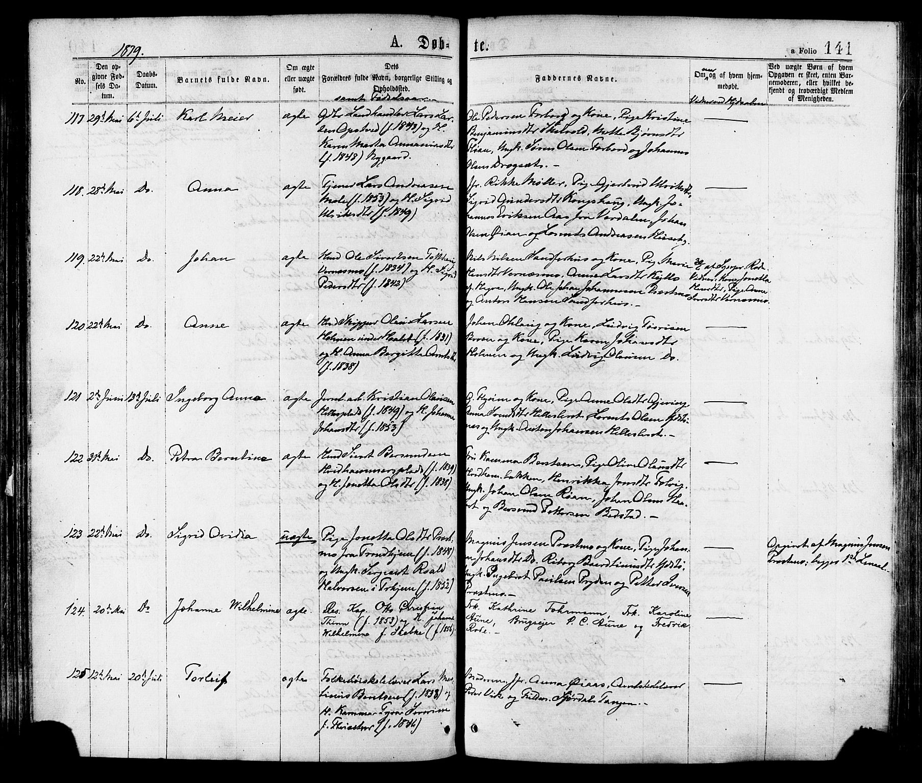 Ministerialprotokoller, klokkerbøker og fødselsregistre - Nord-Trøndelag, AV/SAT-A-1458/709/L0076: Parish register (official) no. 709A16, 1871-1879, p. 141