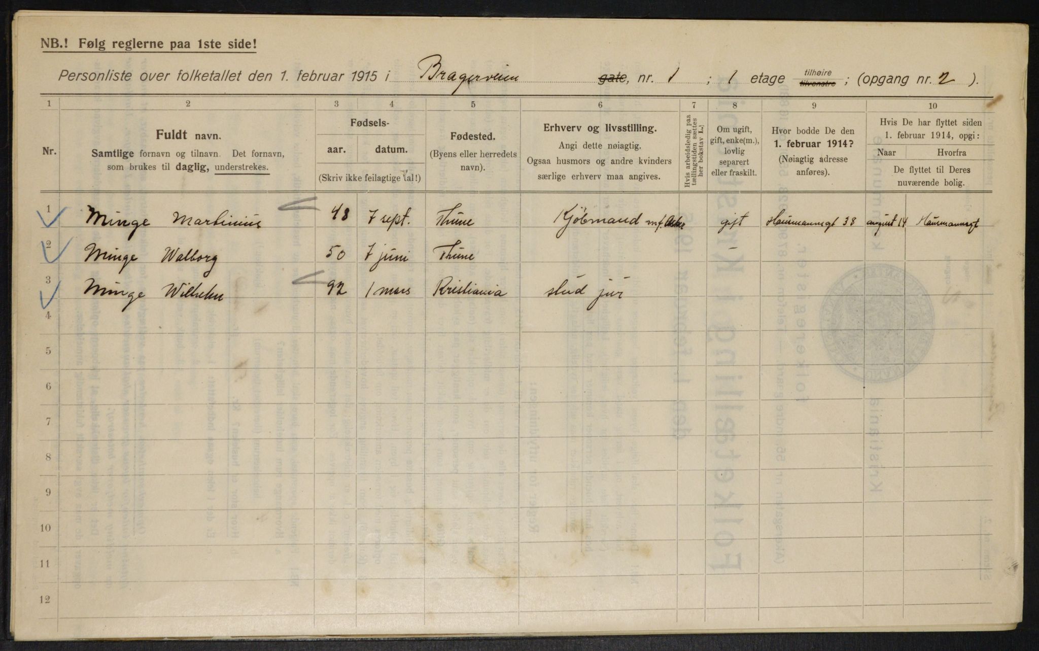 OBA, Municipal Census 1915 for Kristiania, 1915, p. 7950