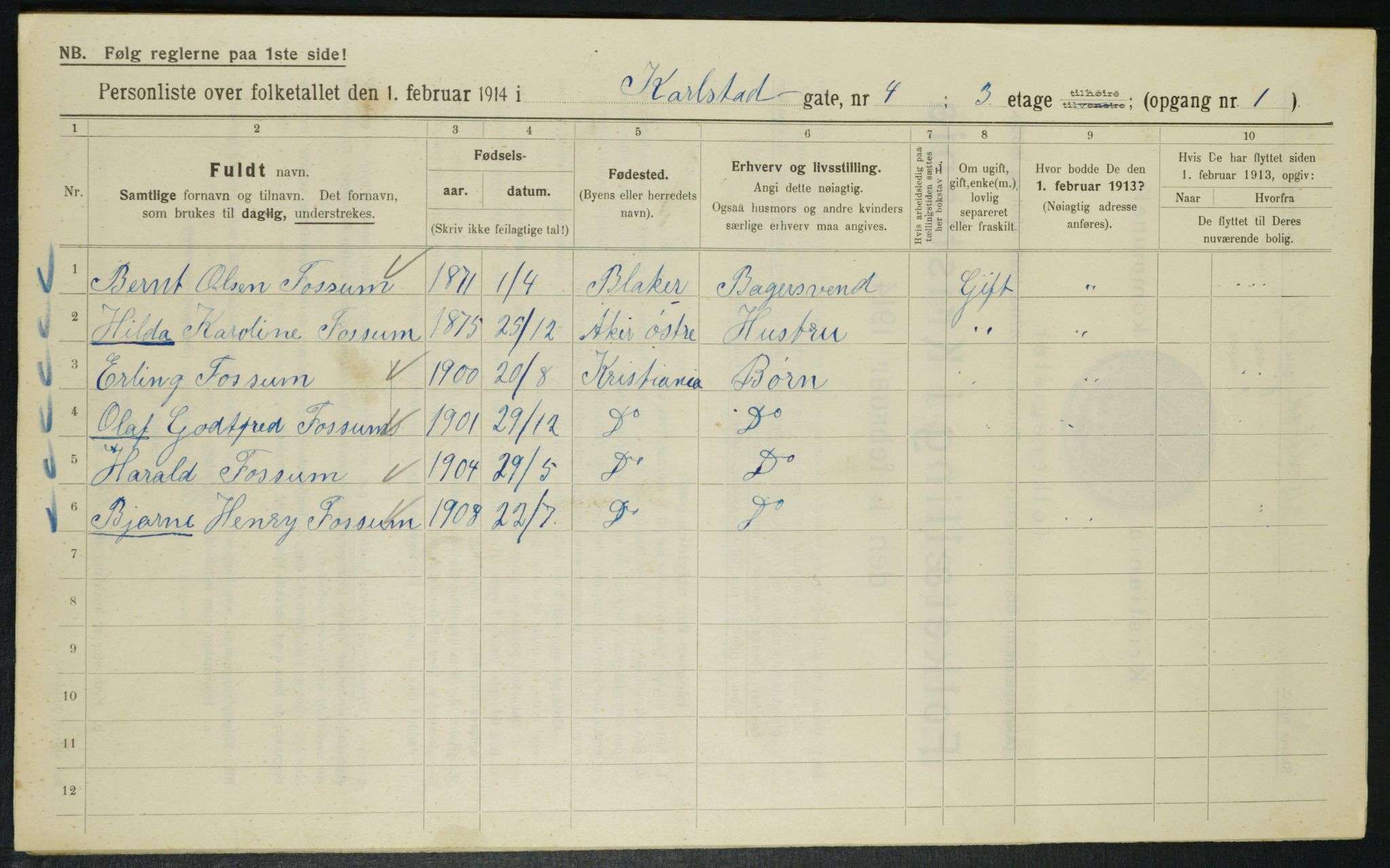 OBA, Municipal Census 1914 for Kristiania, 1914, p. 48928