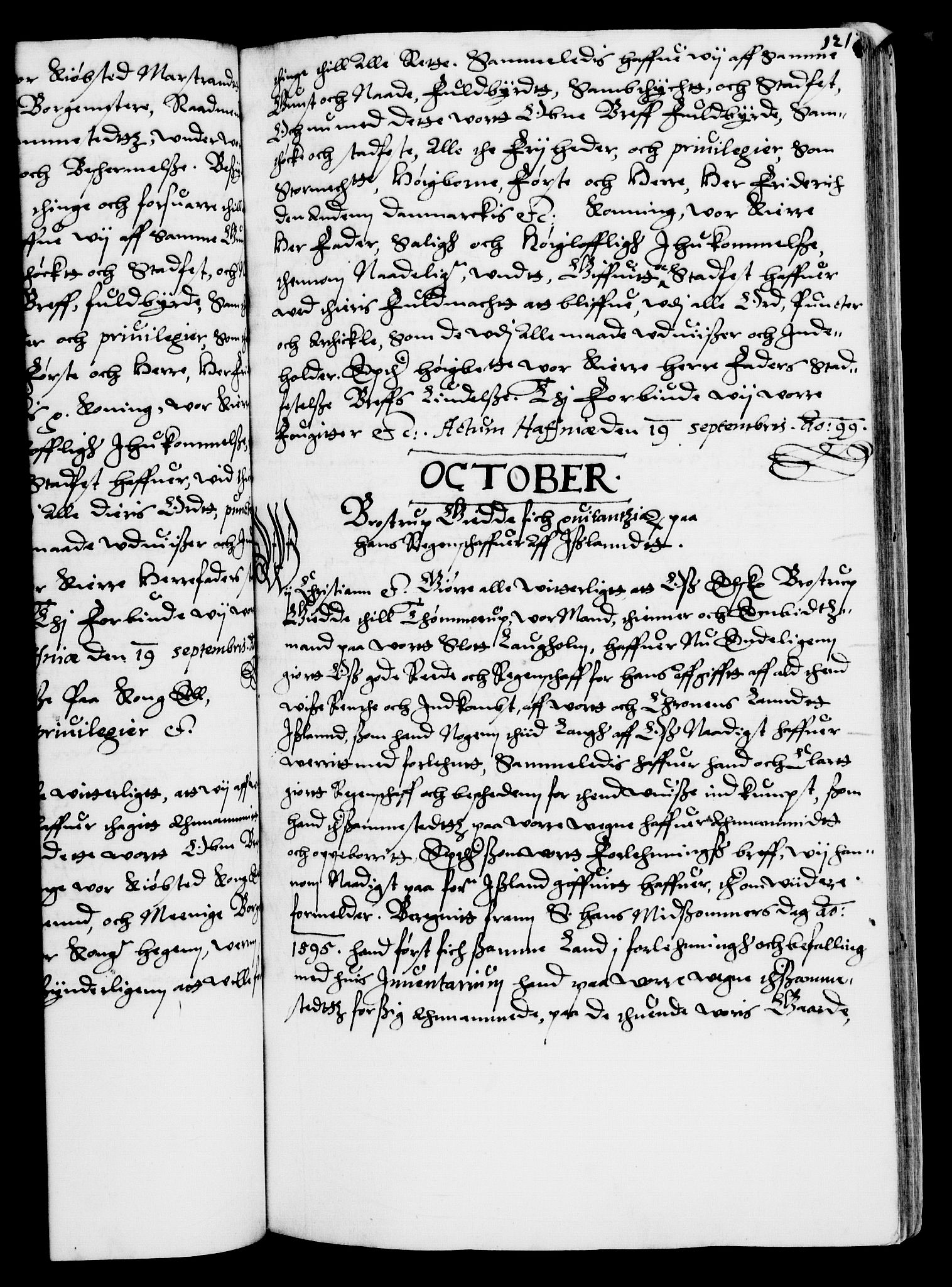 Danske Kanselli 1572-1799, AV/RA-EA-3023/F/Fc/Fca/Fcaa/L0003: Norske registre (mikrofilm), 1596-1616, p. 121a