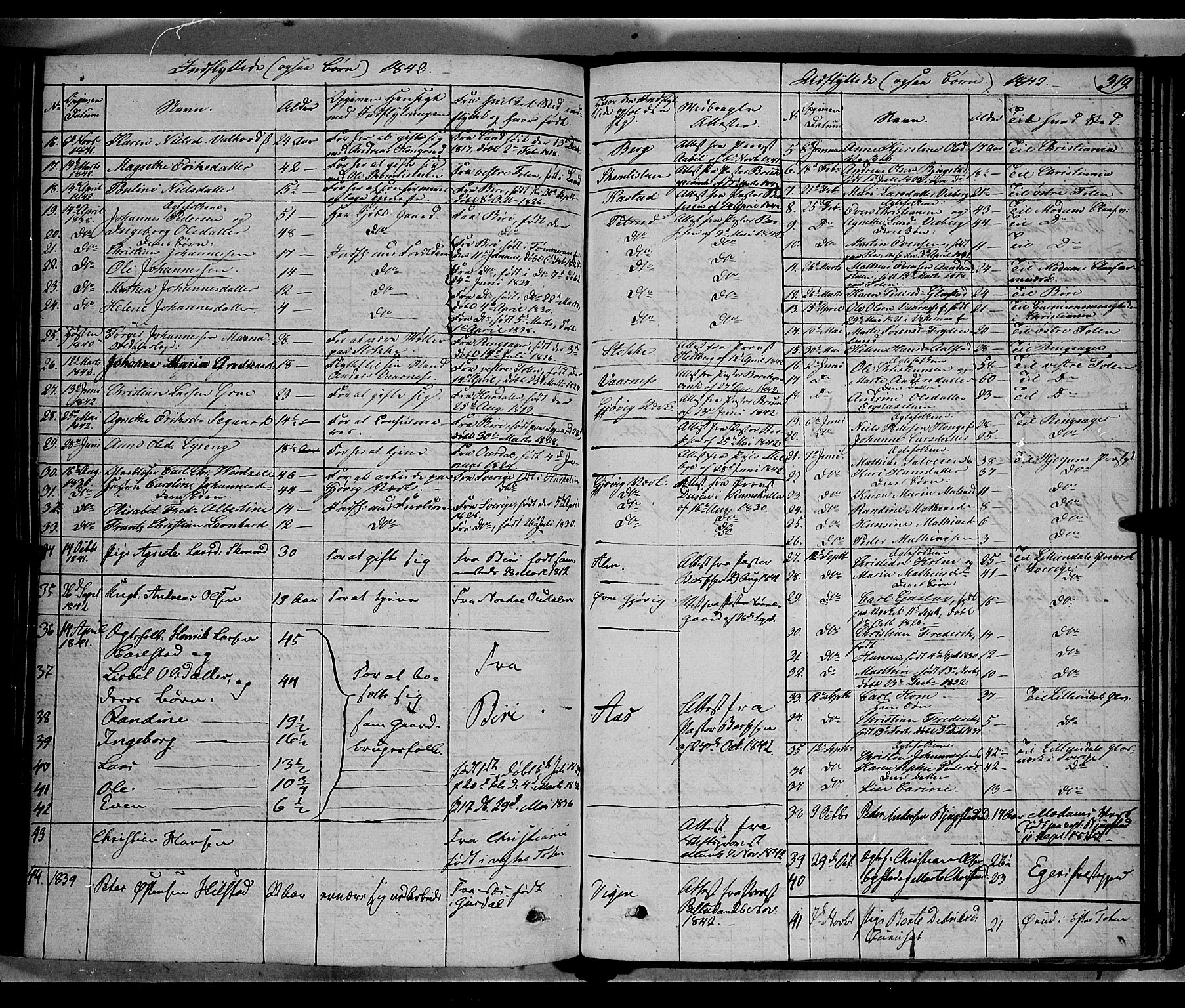 Vardal prestekontor, SAH/PREST-100/H/Ha/Haa/L0005: Parish register (official) no. 5, 1831-1853, p. 319