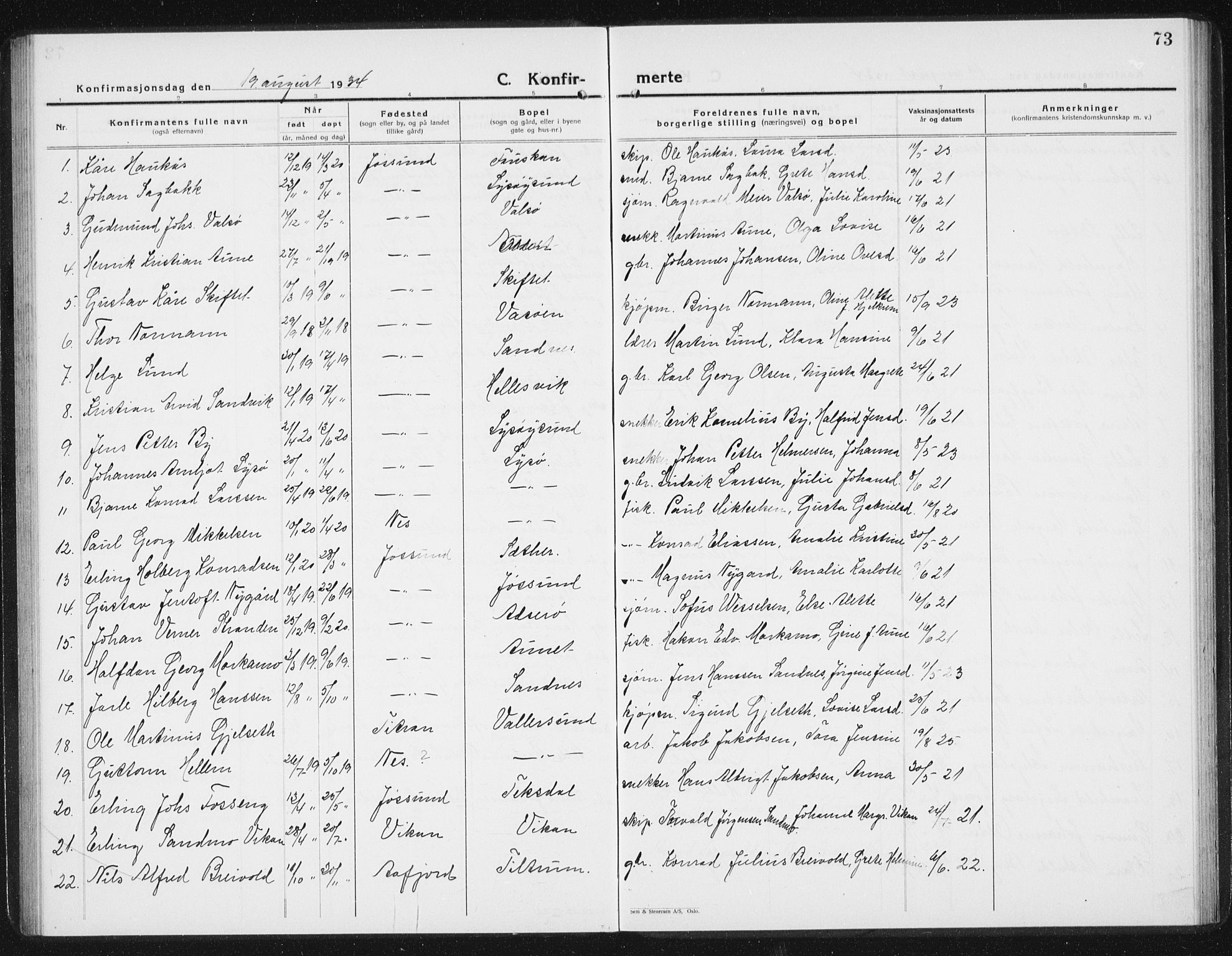 Ministerialprotokoller, klokkerbøker og fødselsregistre - Sør-Trøndelag, SAT/A-1456/654/L0667: Parish register (copy) no. 654C03, 1924-1939, p. 73