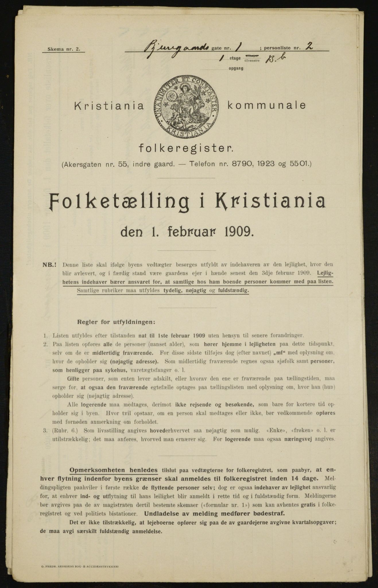 OBA, Municipal Census 1909 for Kristiania, 1909, p. 5098