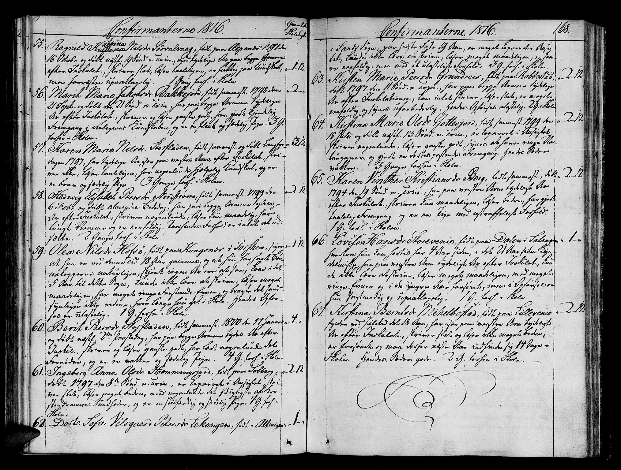 Tranøy sokneprestkontor, SATØ/S-1313/I/Ia/Iaa/L0003kirke: Parish register (official) no. 3, 1807-1820, p. 168