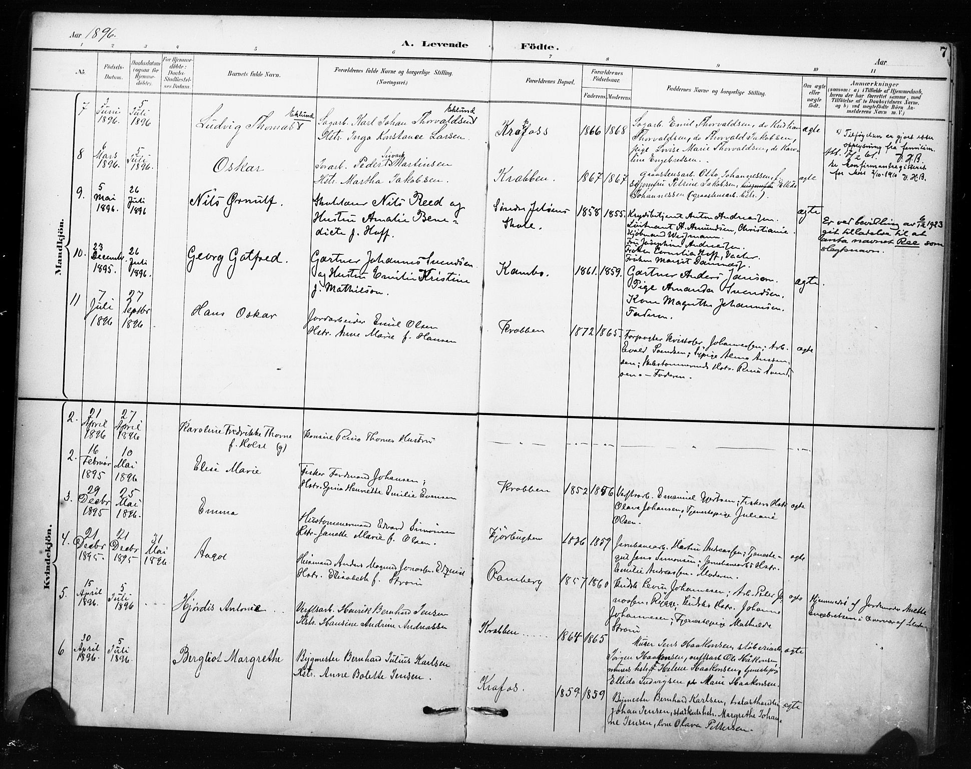 Moss prestekontor Kirkebøker, AV/SAO-A-2003/F/Fc/L0002: Parish register (official) no. III 2, 1894-1906, p. 7