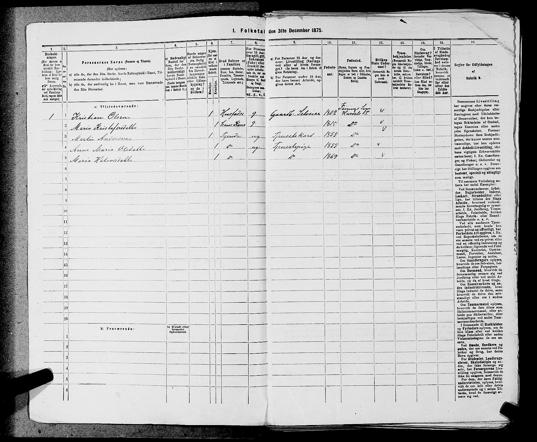 RA, 1875 census for 0239P Hurdal, 1875, p. 1083