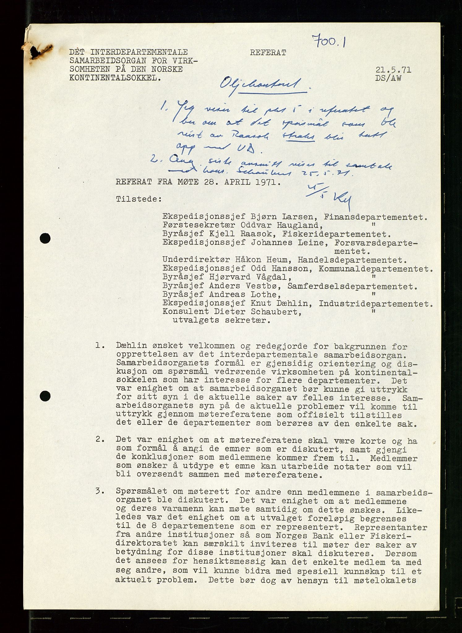 Industridepartementet, Oljekontoret, AV/SAST-A-101348/Dc/L0003: Ekofisk prosjekt, utbygging av Ekofiskfeltet, diverse, 1970-1972