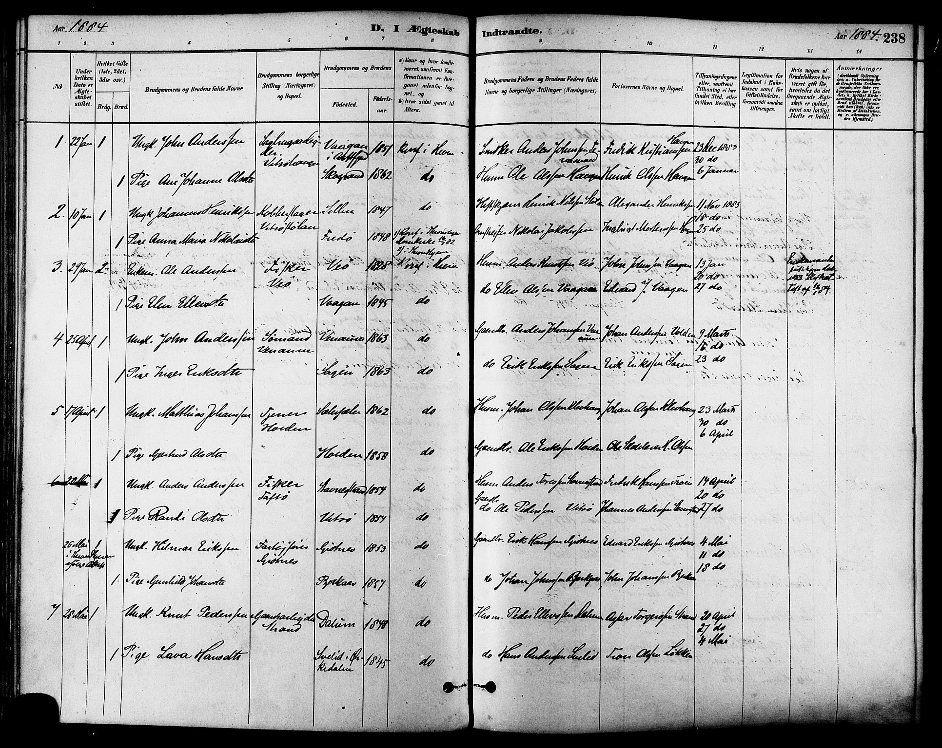 Ministerialprotokoller, klokkerbøker og fødselsregistre - Sør-Trøndelag, SAT/A-1456/630/L0496: Parish register (official) no. 630A09, 1879-1895, p. 238