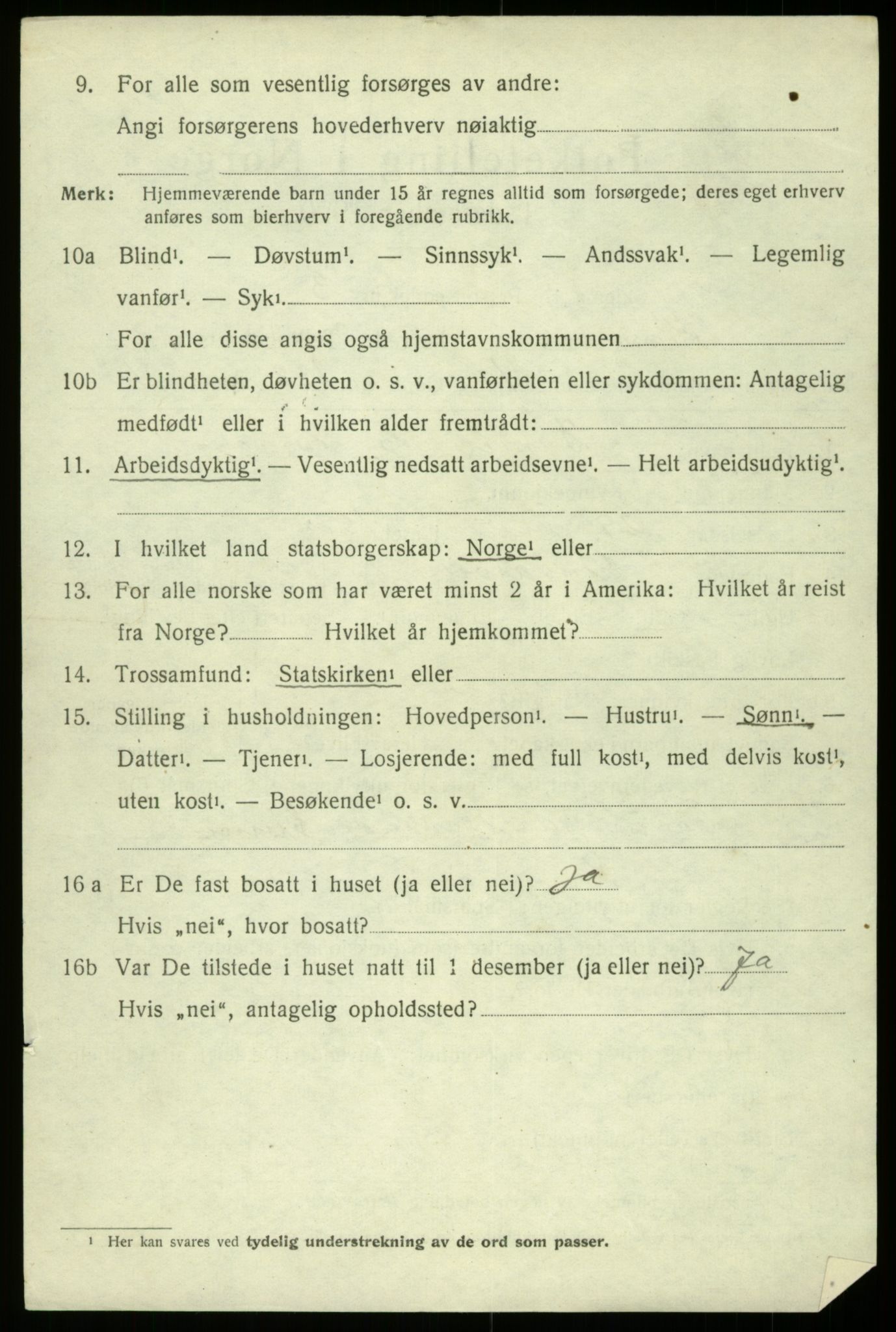 SAB, 1920 census for Kinsarvik, 1920, p. 3597
