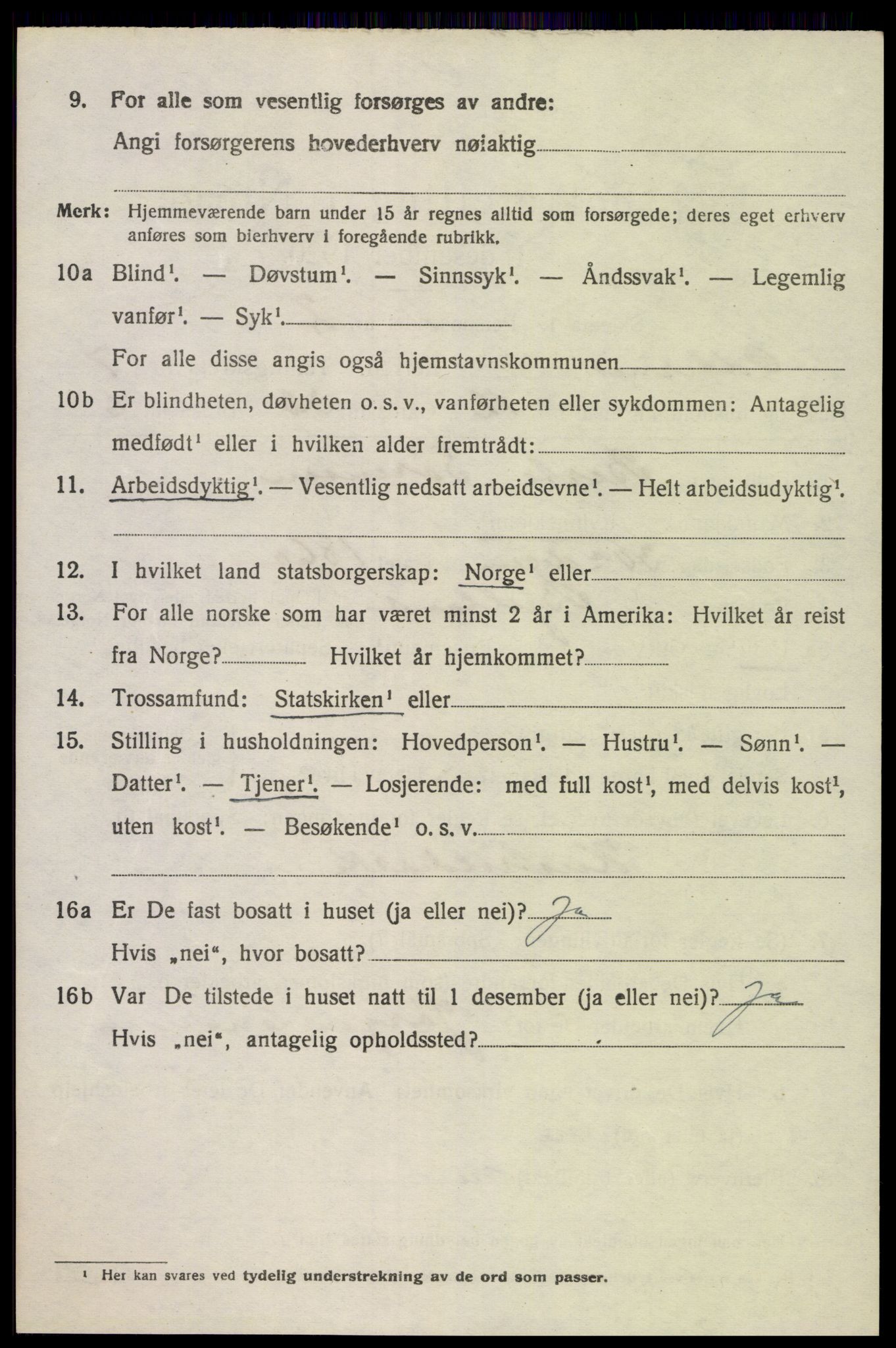 SAK, 1920 census for Oddernes, 1920, p. 5446
