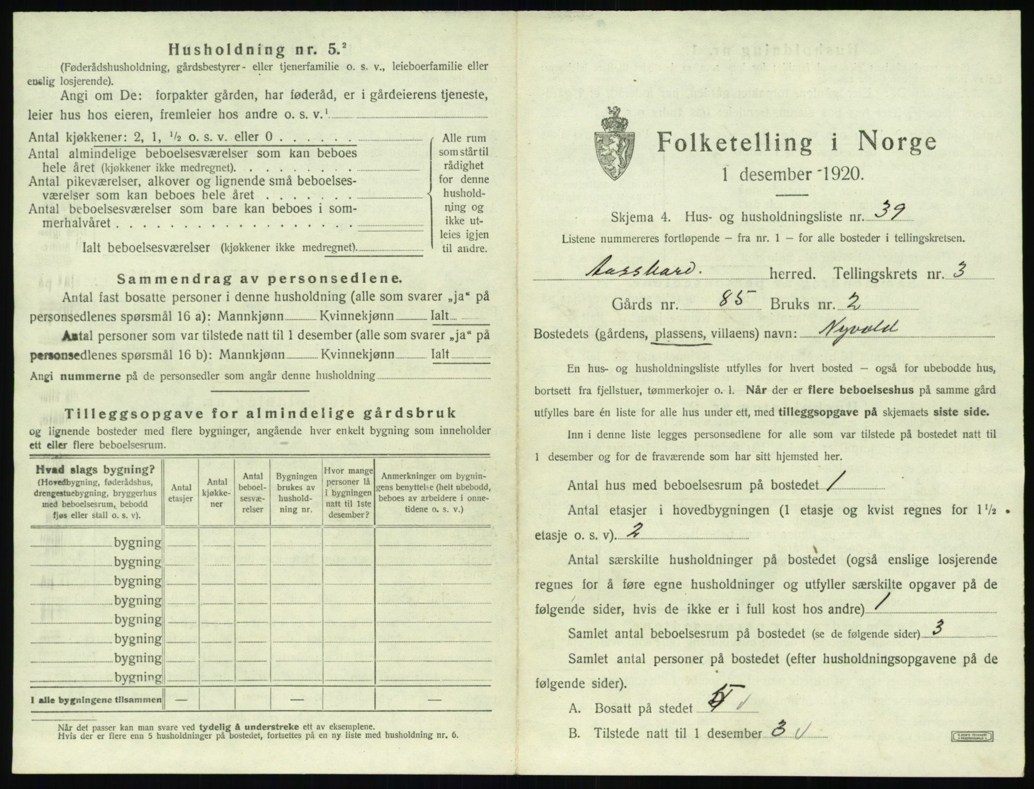 SAT, 1920 census for Åsskard, 1920, p. 307