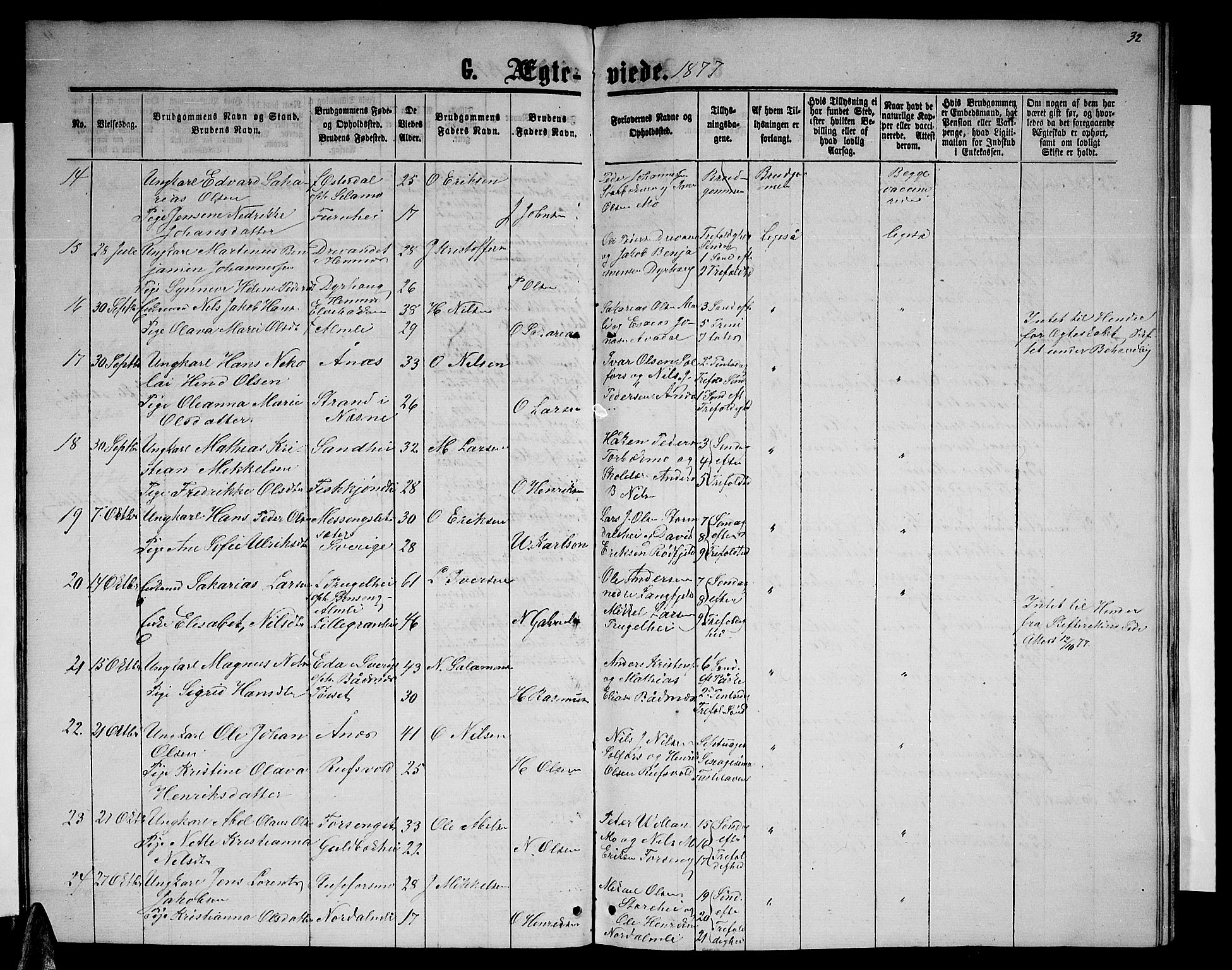 Ministerialprotokoller, klokkerbøker og fødselsregistre - Nordland, SAT/A-1459/827/L0417: Parish register (copy) no. 827C06, 1864-1886, p. 32