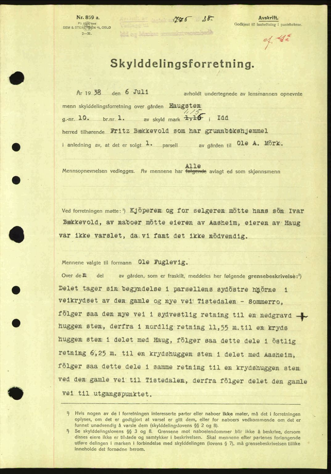 Idd og Marker sorenskriveri, AV/SAO-A-10283/G/Gb/Gbc/L0001: Mortgage book no. B1-3, 1936-1939, Diary no: : 775/1938