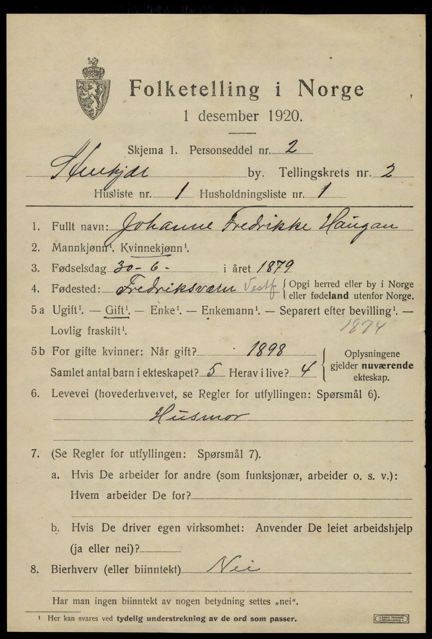 SAT, 1920 census for Steinkjer, 1920, p. 4086