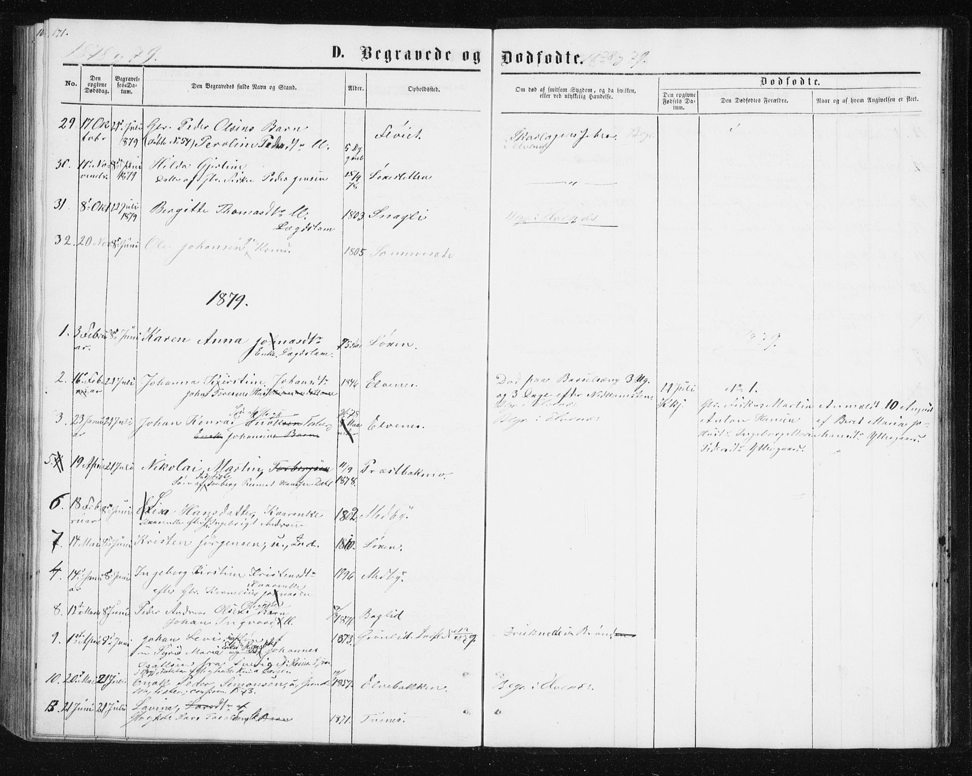 Ibestad sokneprestembete, SATØ/S-0077/H/Ha/Hab/L0013klokker: Parish register (copy) no. 13, 1865-1879, p. 171