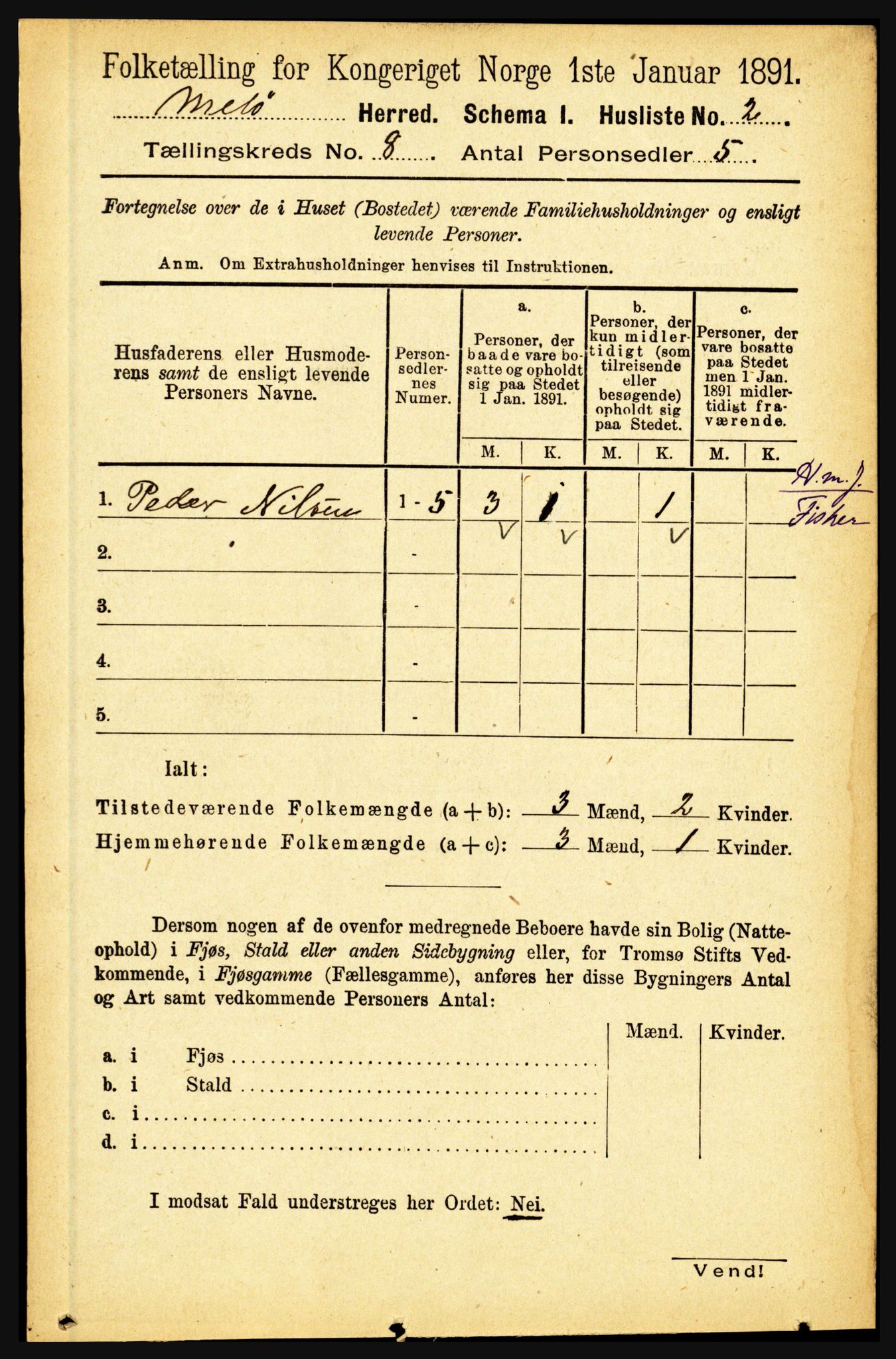 RA, 1891 census for 1837 Meløy, 1891, p. 3282