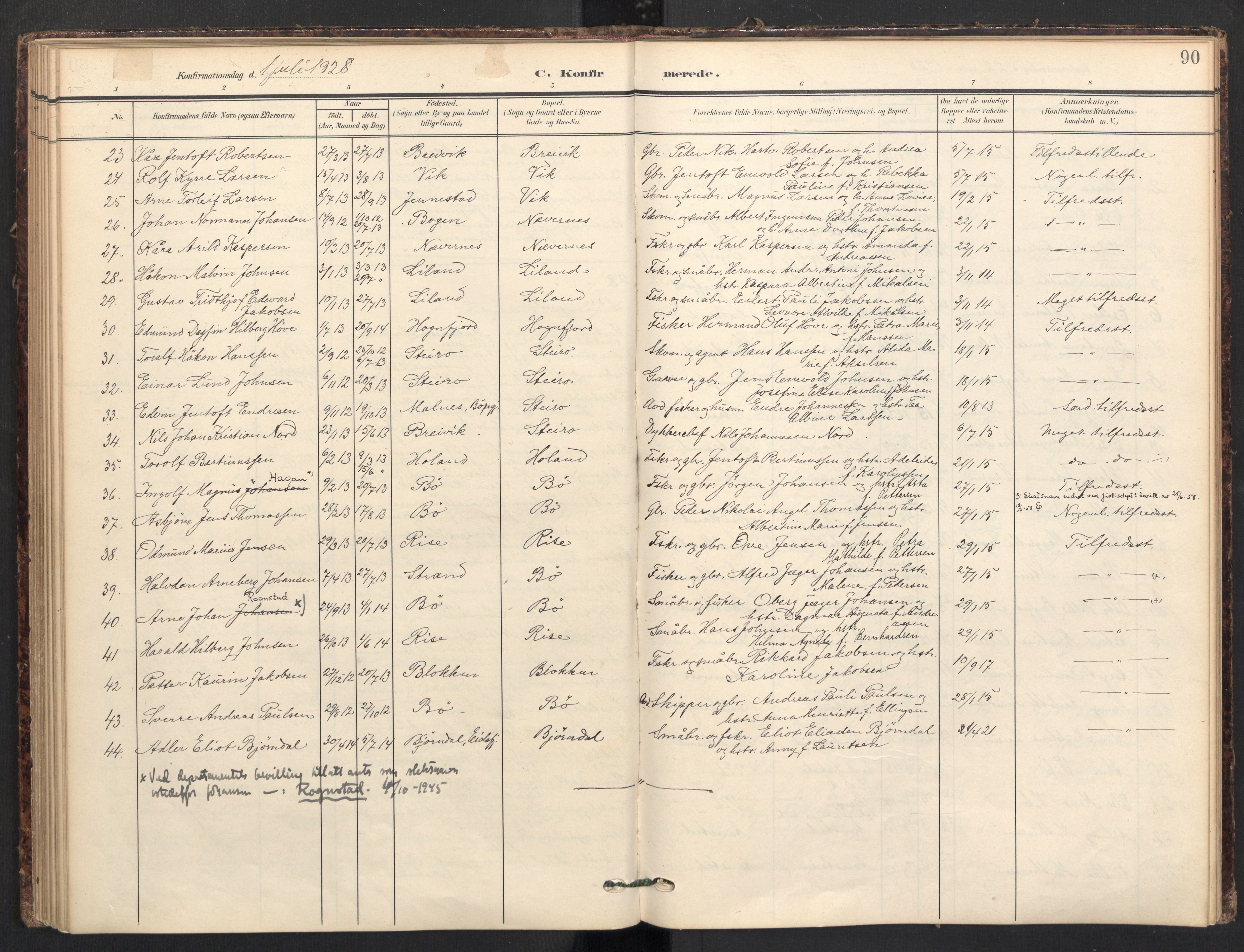 Ministerialprotokoller, klokkerbøker og fødselsregistre - Nordland, AV/SAT-A-1459/895/L1375: Parish register (official) no. 895A10, 1907-1938, p. 90