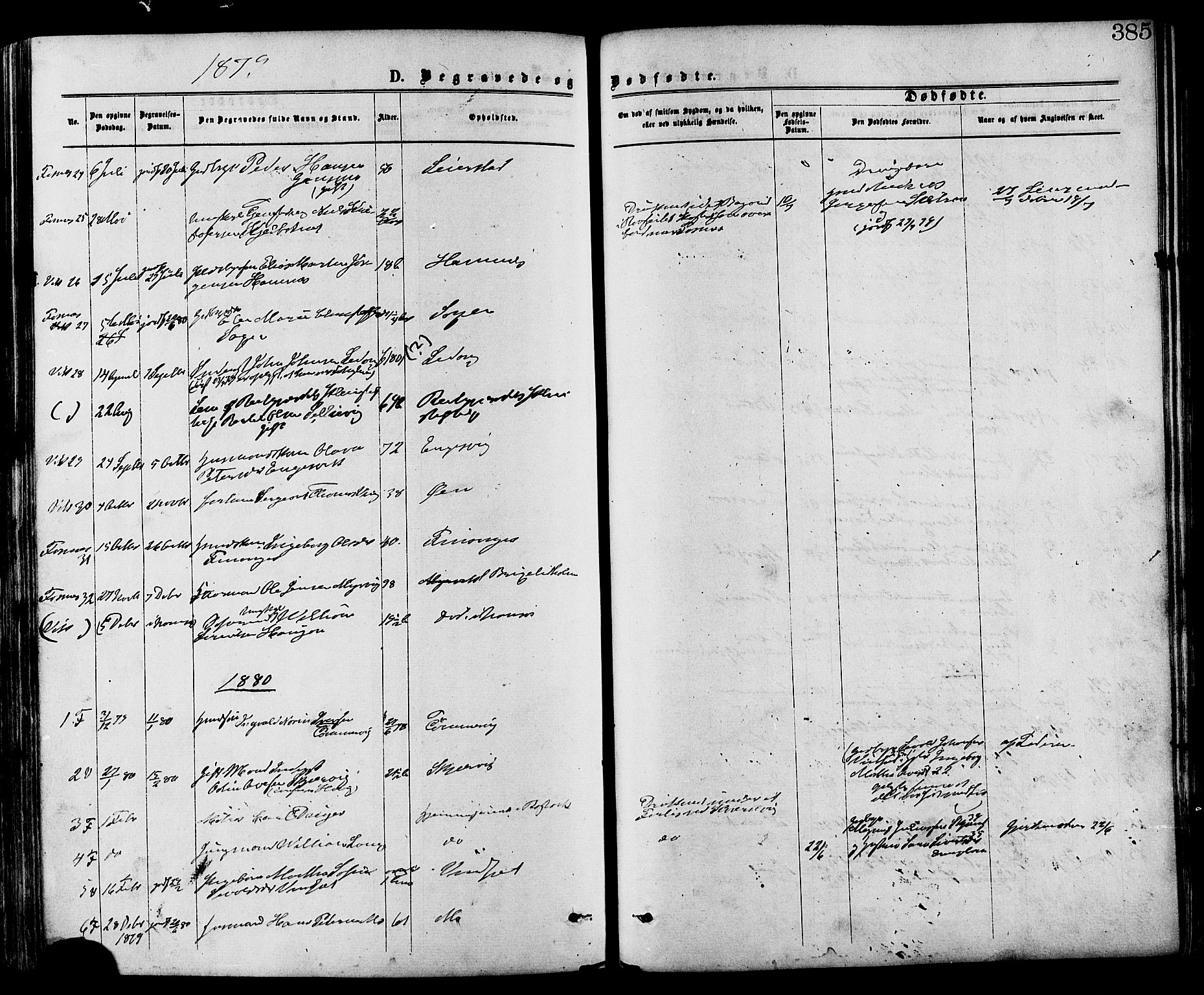 Ministerialprotokoller, klokkerbøker og fødselsregistre - Nord-Trøndelag, SAT/A-1458/773/L0616: Parish register (official) no. 773A07, 1870-1887, p. 385