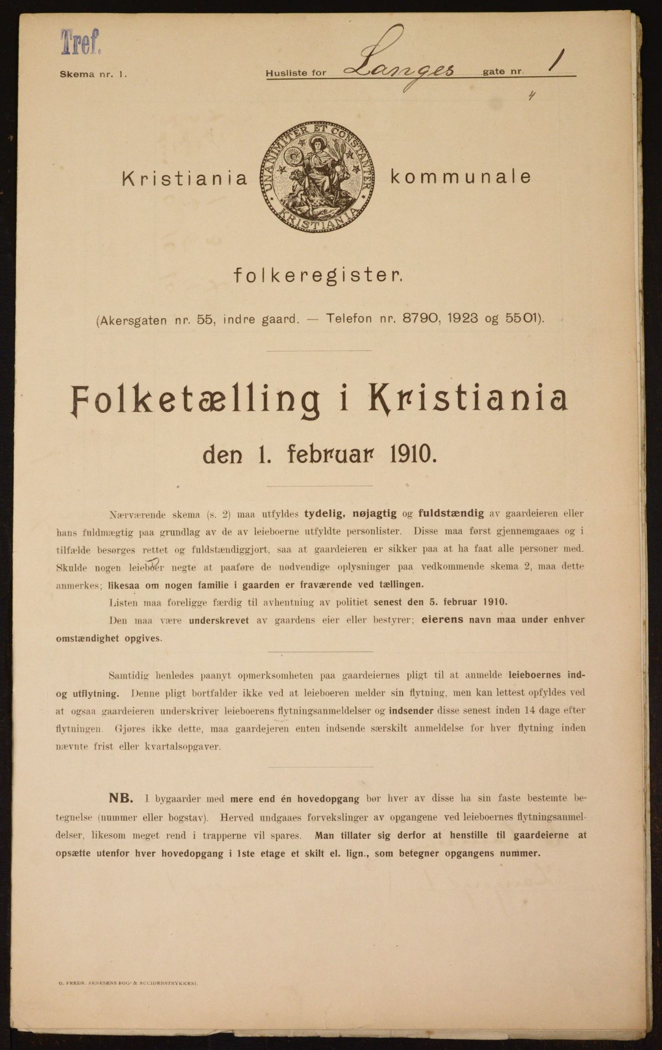 OBA, Municipal Census 1910 for Kristiania, 1910, p. 54339