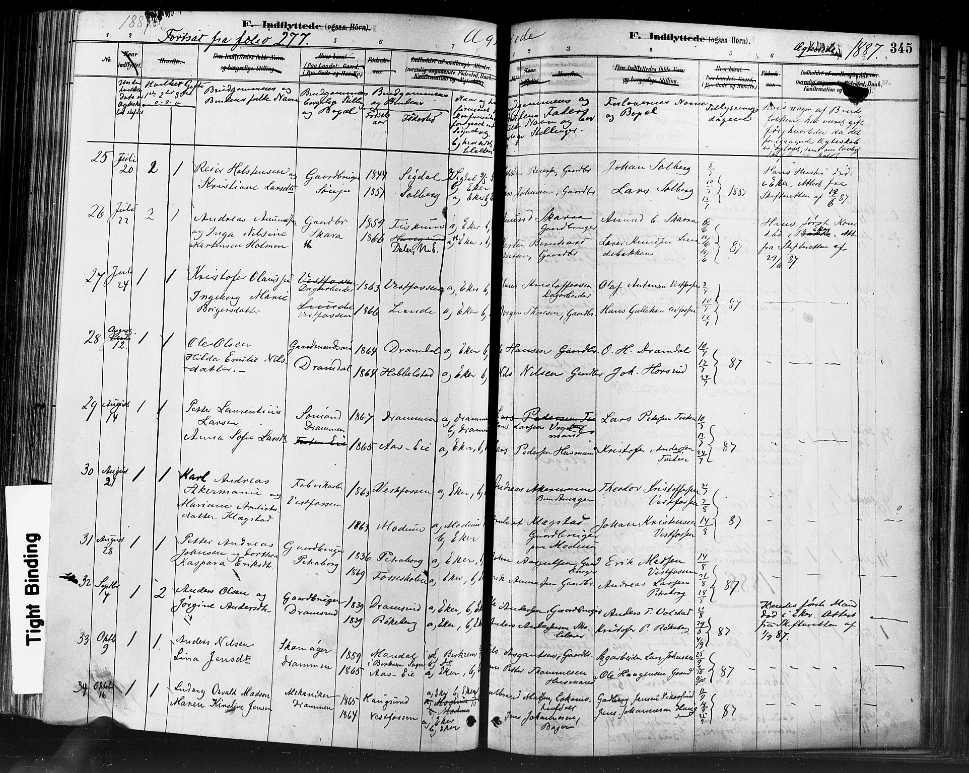 Eiker kirkebøker, AV/SAKO-A-4/F/Fb/L0001: Parish register (official) no. II 1, 1878-1888, p. 345