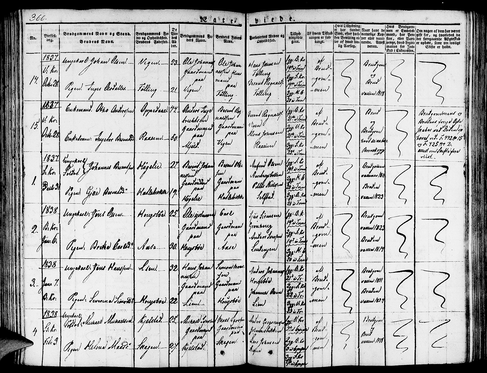 Gaular sokneprestembete, AV/SAB-A-80001/H/Haa: Parish register (official) no. A 3, 1821-1840, p. 366